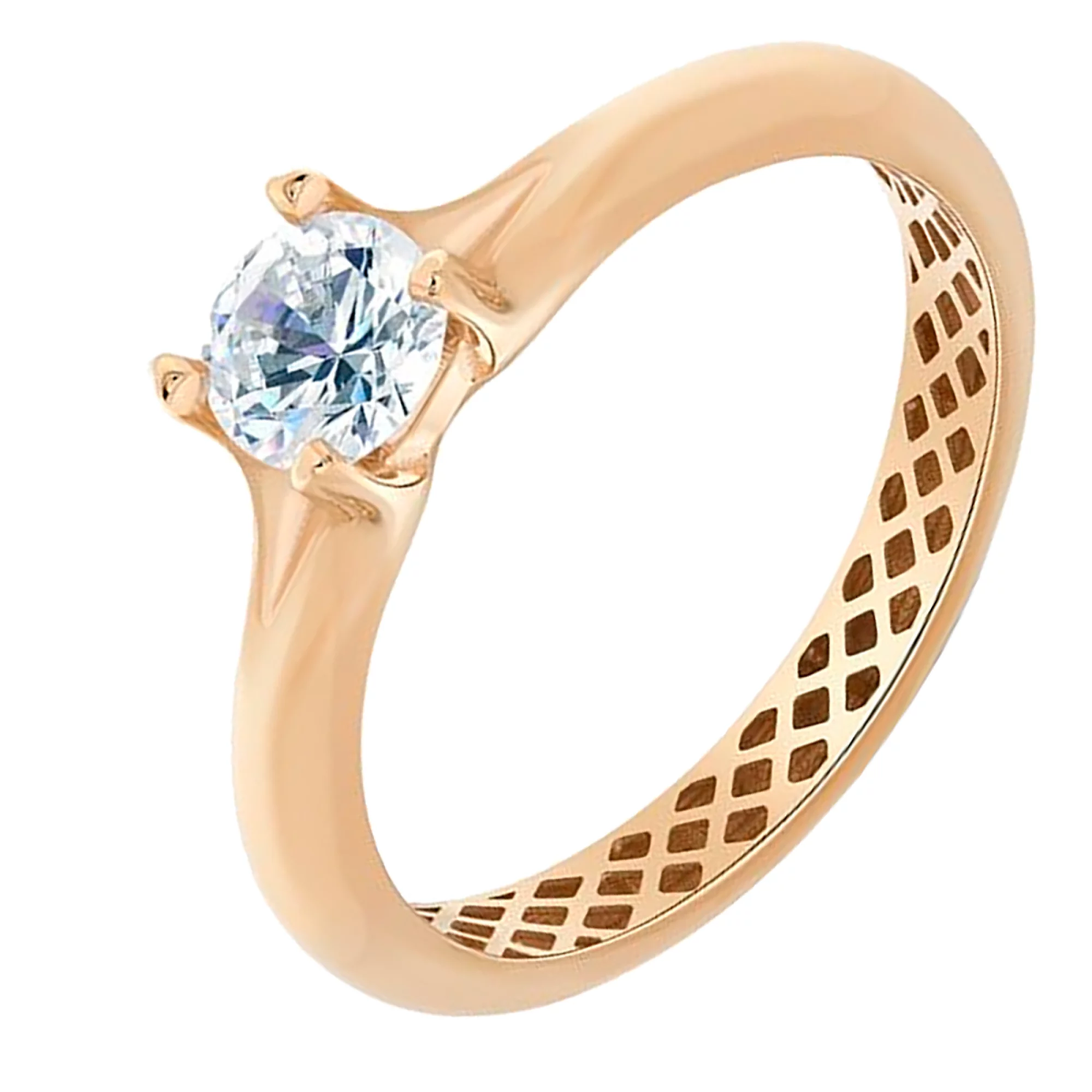 Золотое кольцо с фианитом - 482943 – изображение 1