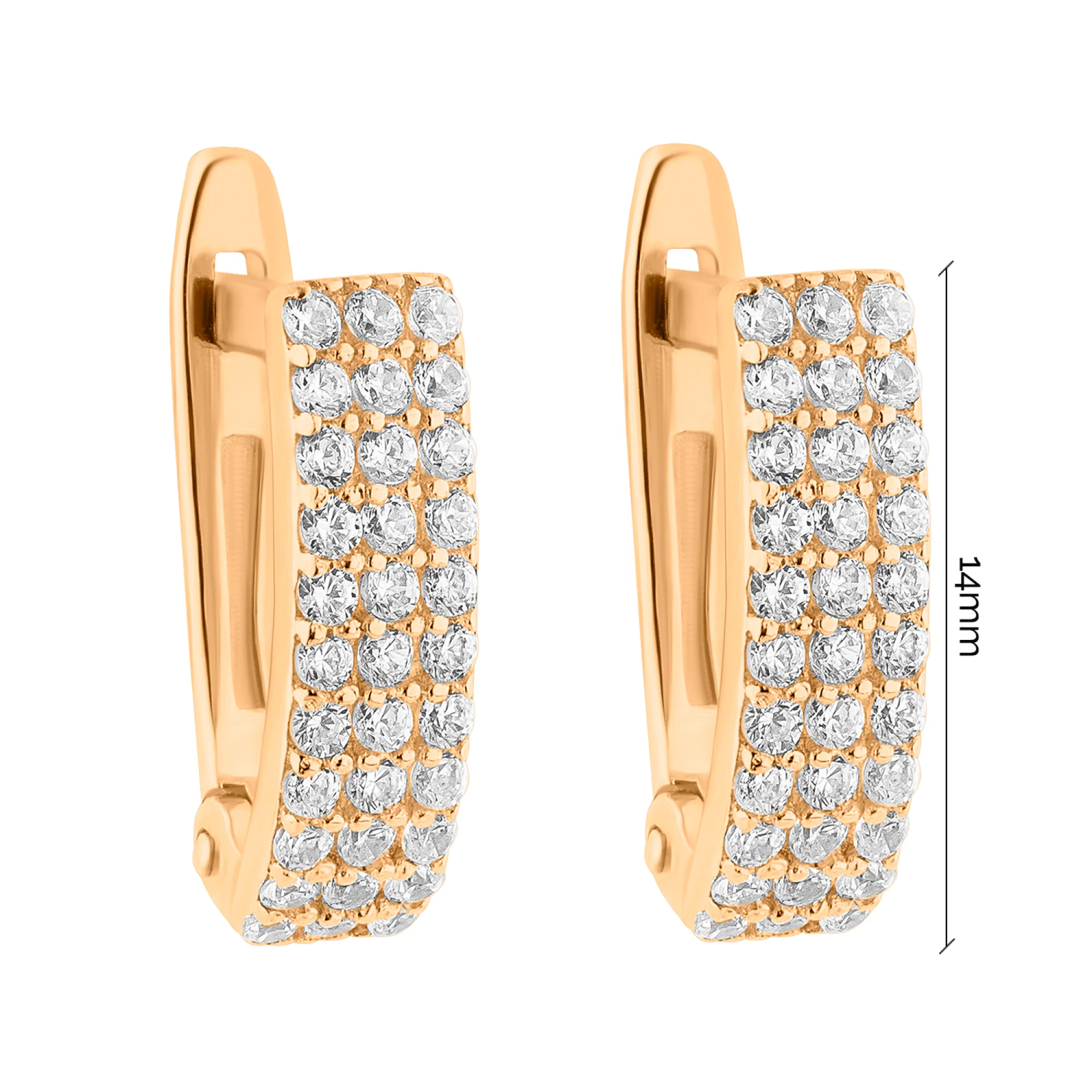 Серьги с фианитами в красном золоте - 594891 - 2