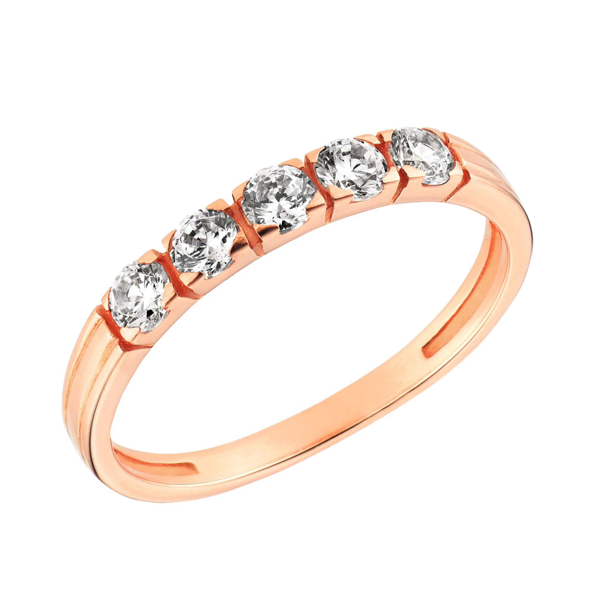 Кольцо из красного золота с фианитами - 1391689 - 1