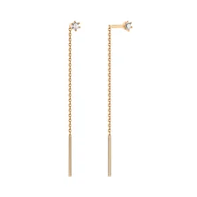 Сережки-протяжки з червоного золота з діамантами - 1786690