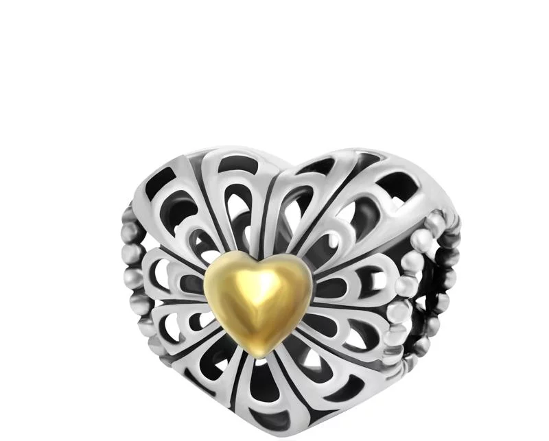 Шарм зі срібла з позолотою Серце. Артикул 7903/П5/785: ціна, відгуки, фото – купити в інтернет-магазині AURUM