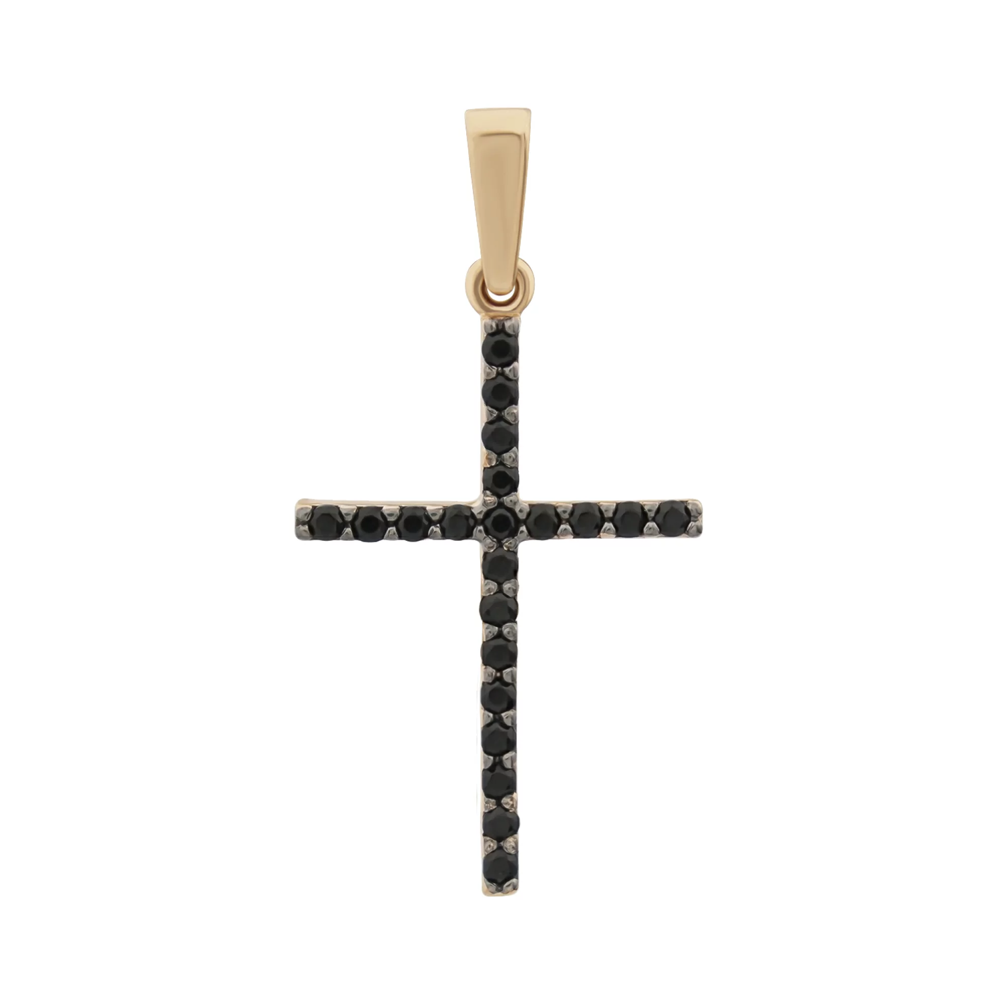 Золотой крестик с фианитами - 1408025 – изображение 1