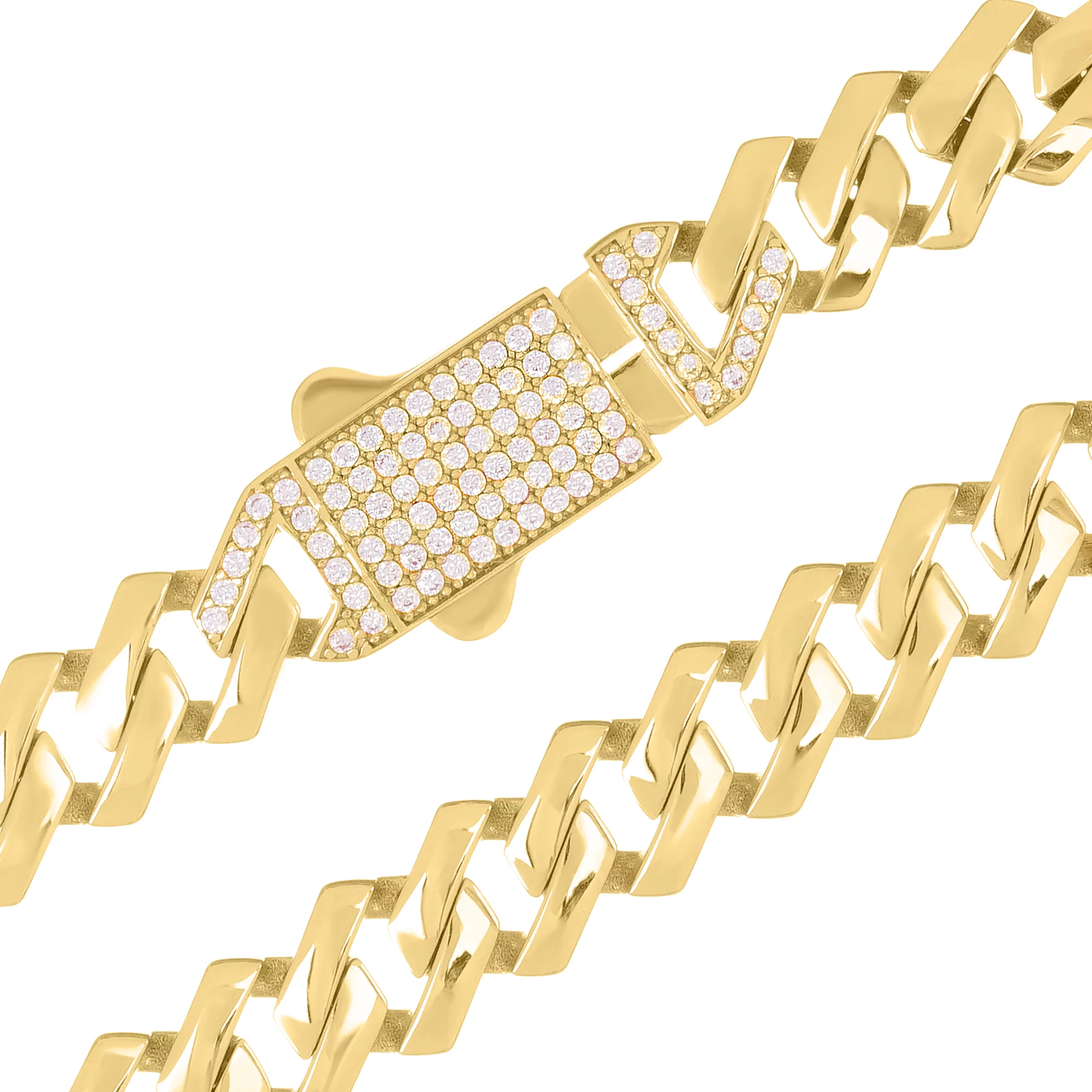 Браслет из желтого золота в плетении панцирь с фианитами - 1760992 – изображение 2