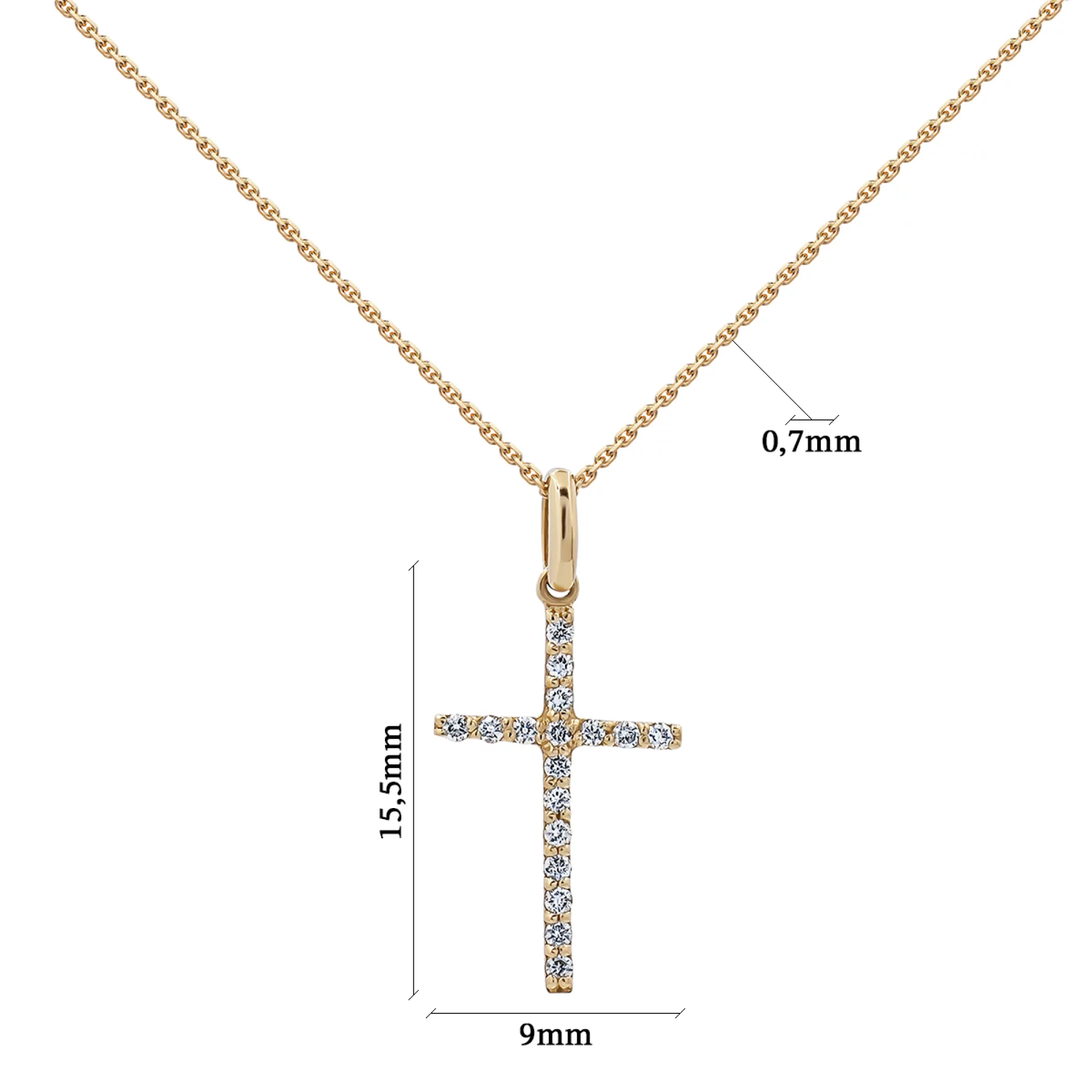 Золотая цепочка с крестиком и бриллиантами в якорном плетении - 1266228 – изображение 2