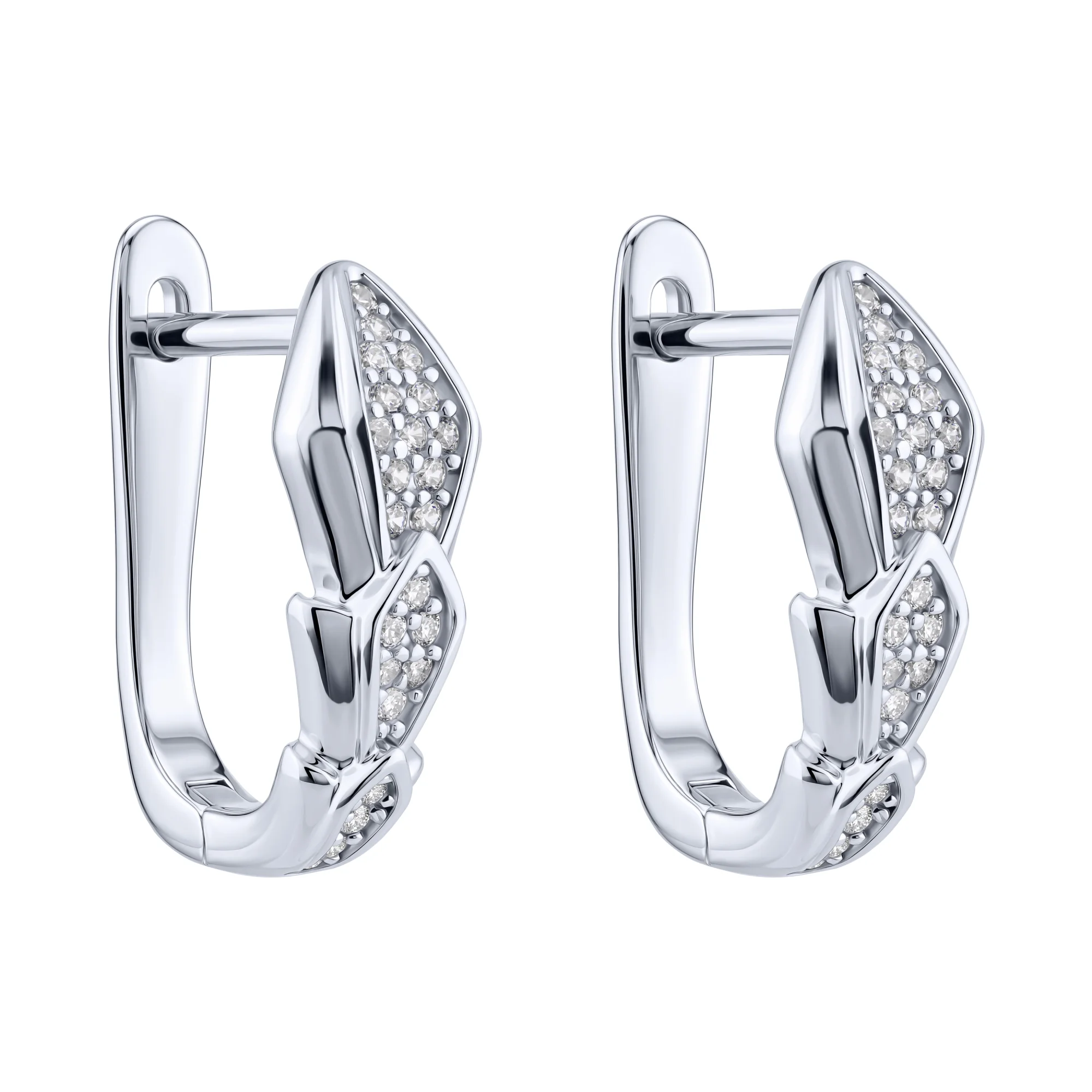 Серьги "Змея" из серебра с фианитами - 2273613 - 1