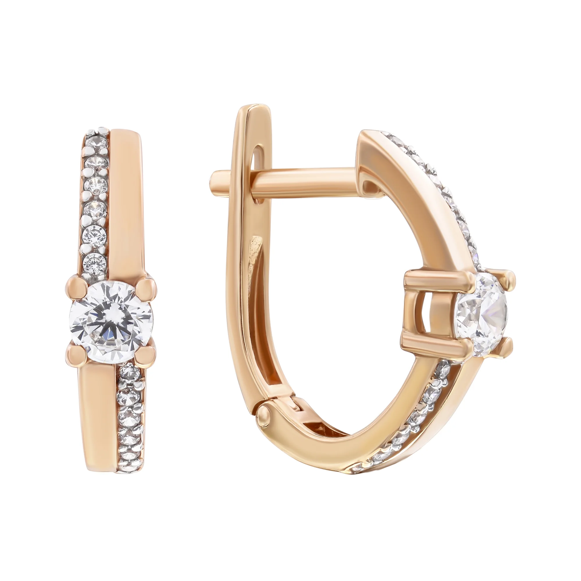 Серьги из красного золота с циркониями - 603962 - 1