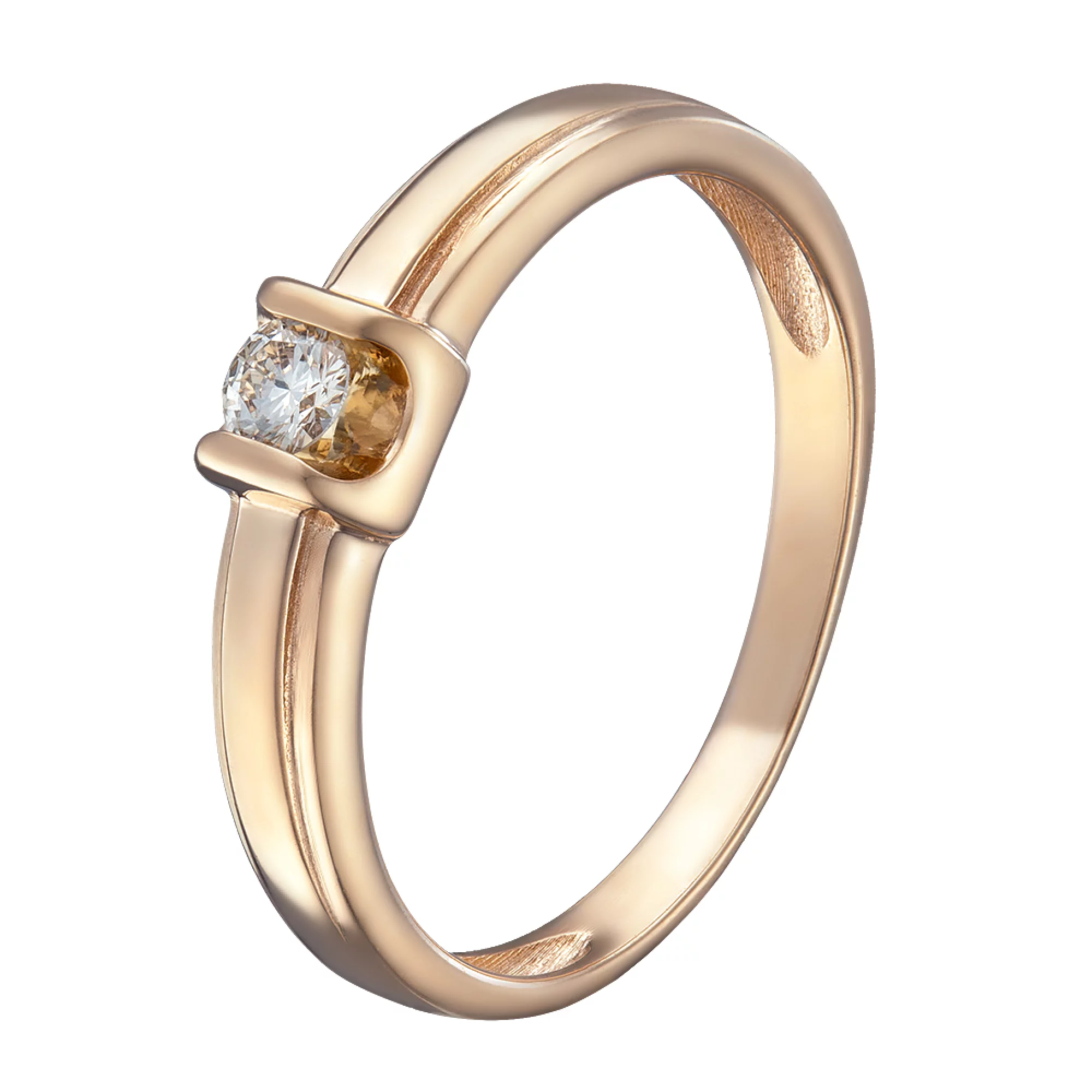 Золотое кольцо с бриллиантом - 521587 – изображение 1