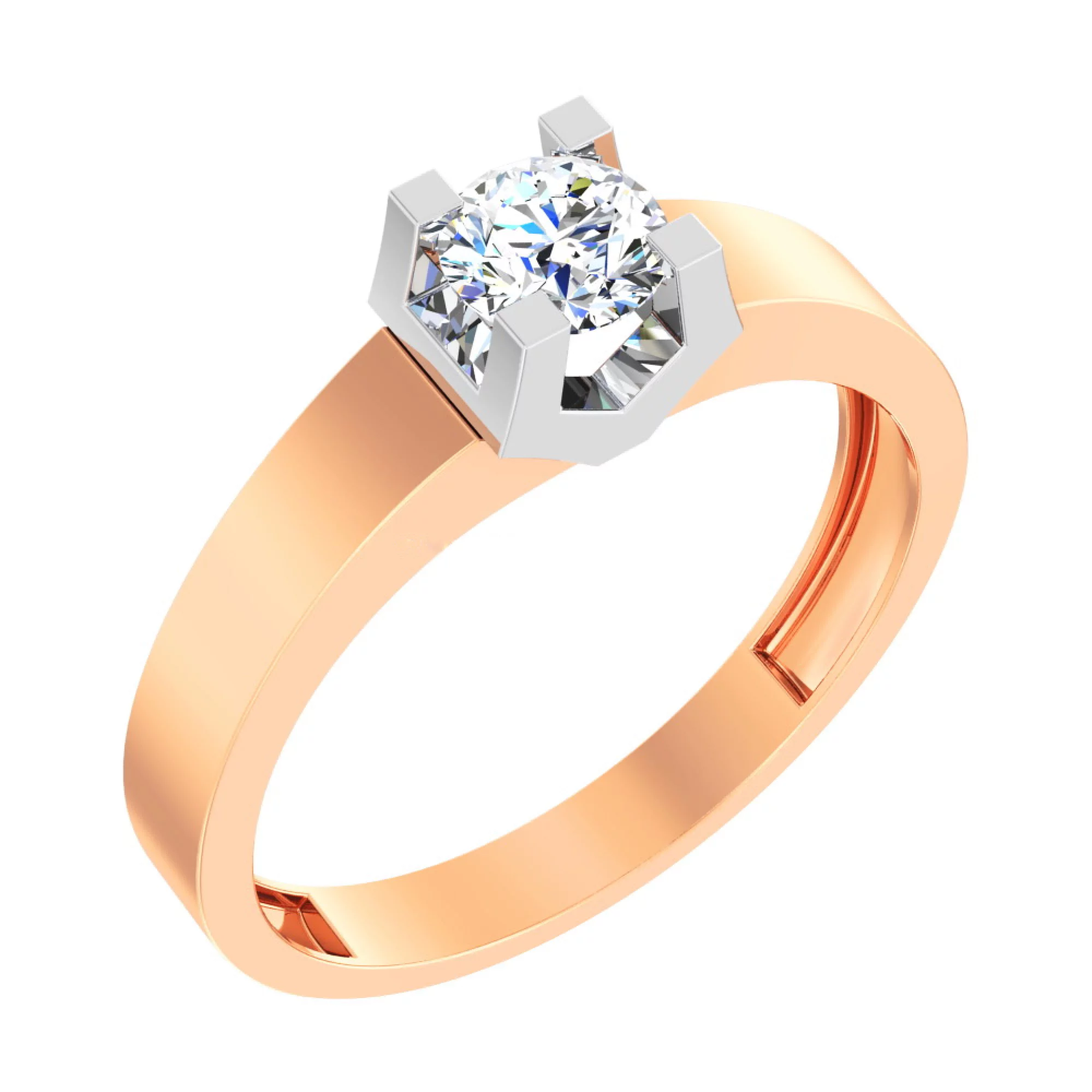 Золотое кольцо с фианитом - 585429 – изображение 1