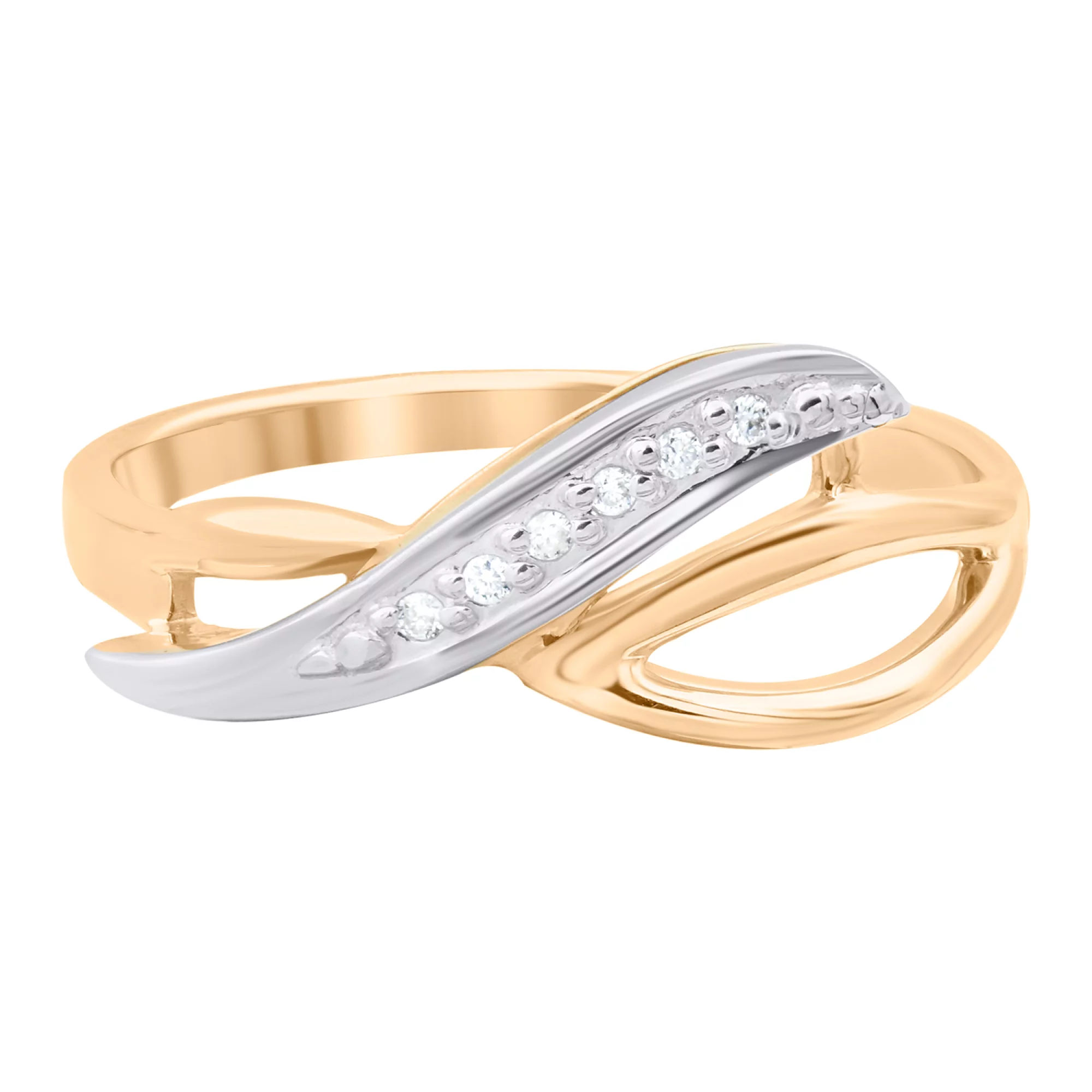 Золотое кольцо с дорожкой бриллиантов - 1702321 – изображение 2