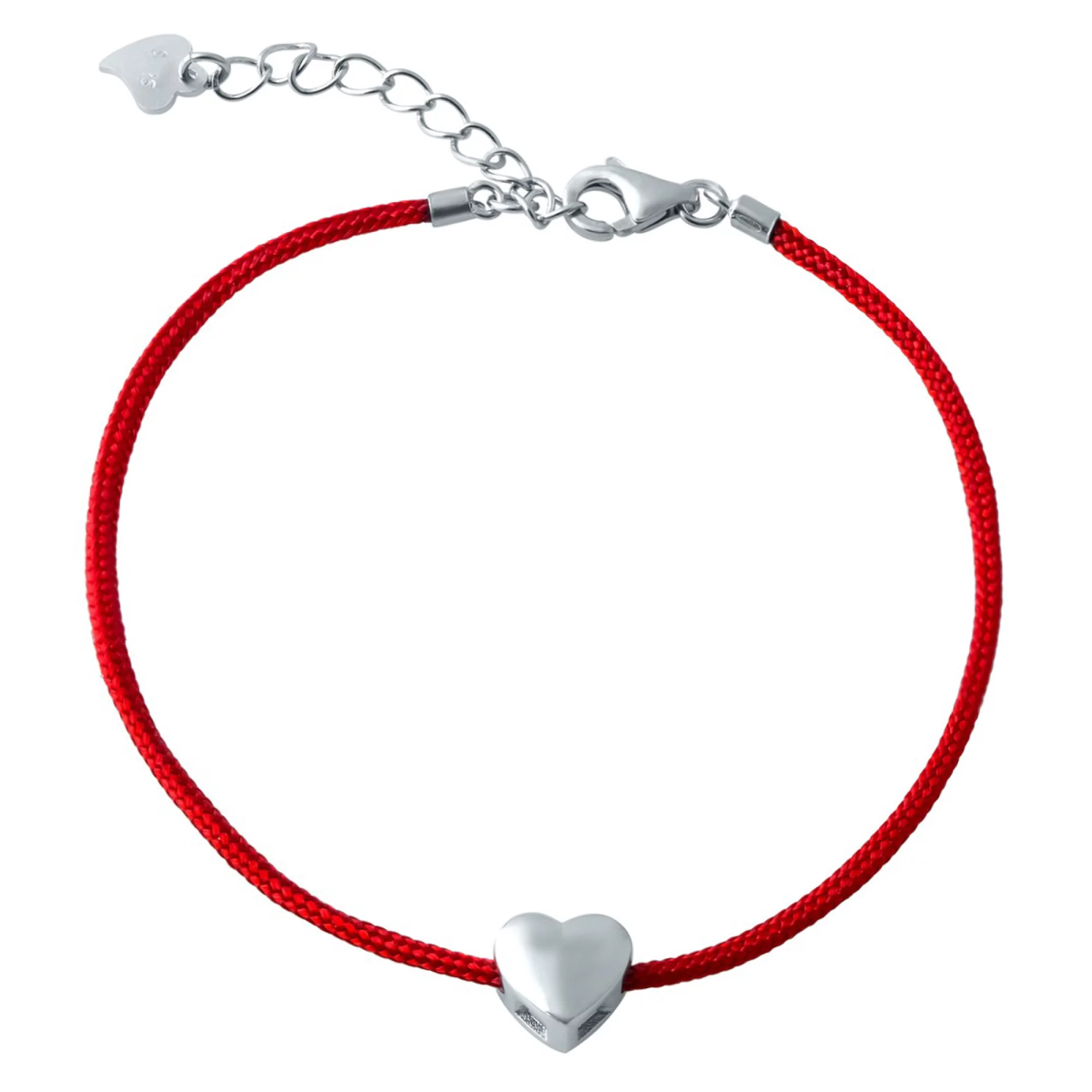 Браслет красная нить с серебряным сердечком  - 886241 – изображение 1
