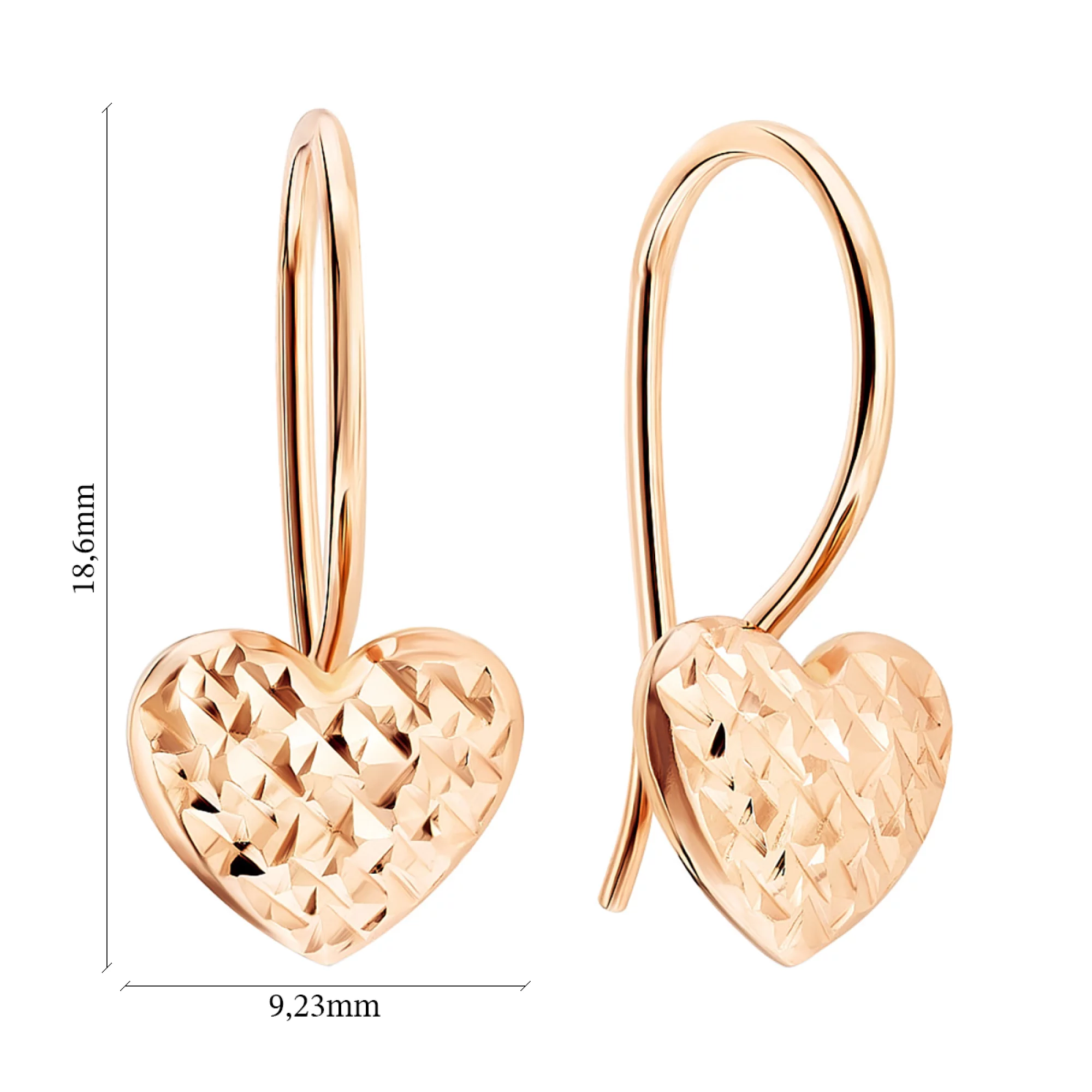 Золоті сережки-петлі Серце - 603570 – зображення 2