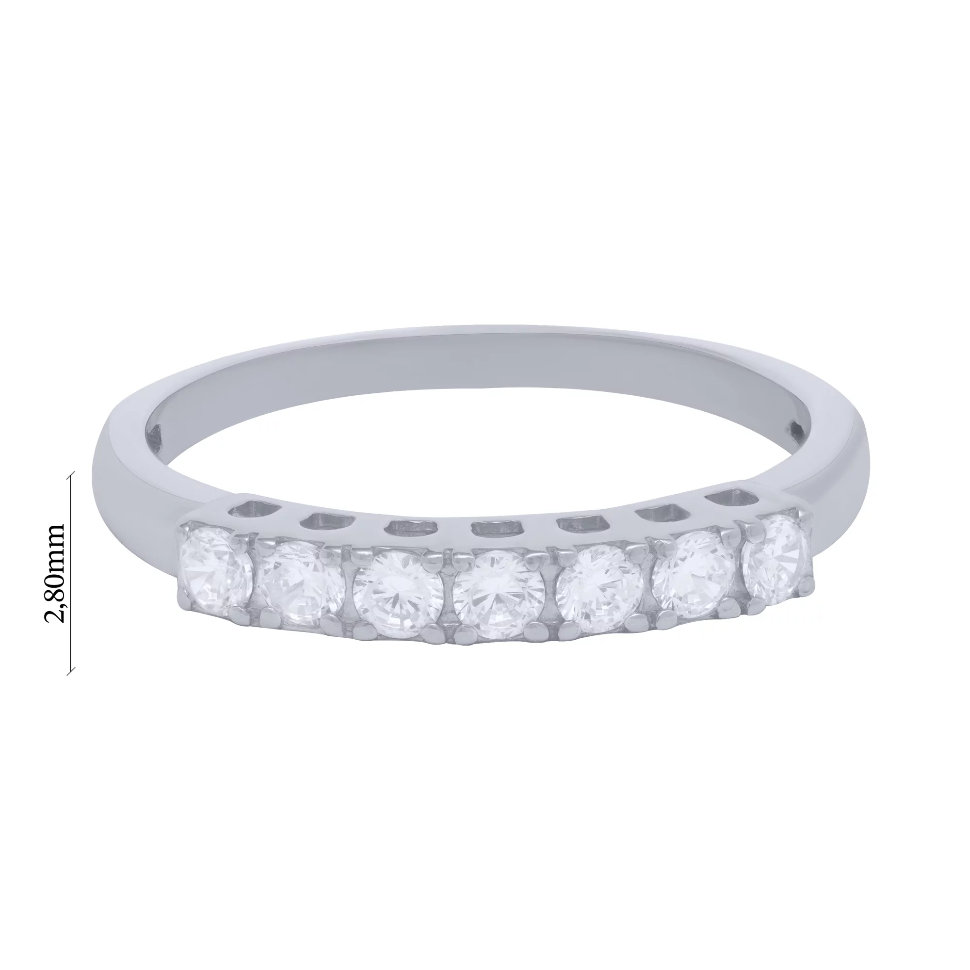 Серебряное кольцо с дорожкой фианитов - 1682863 – изображение 3