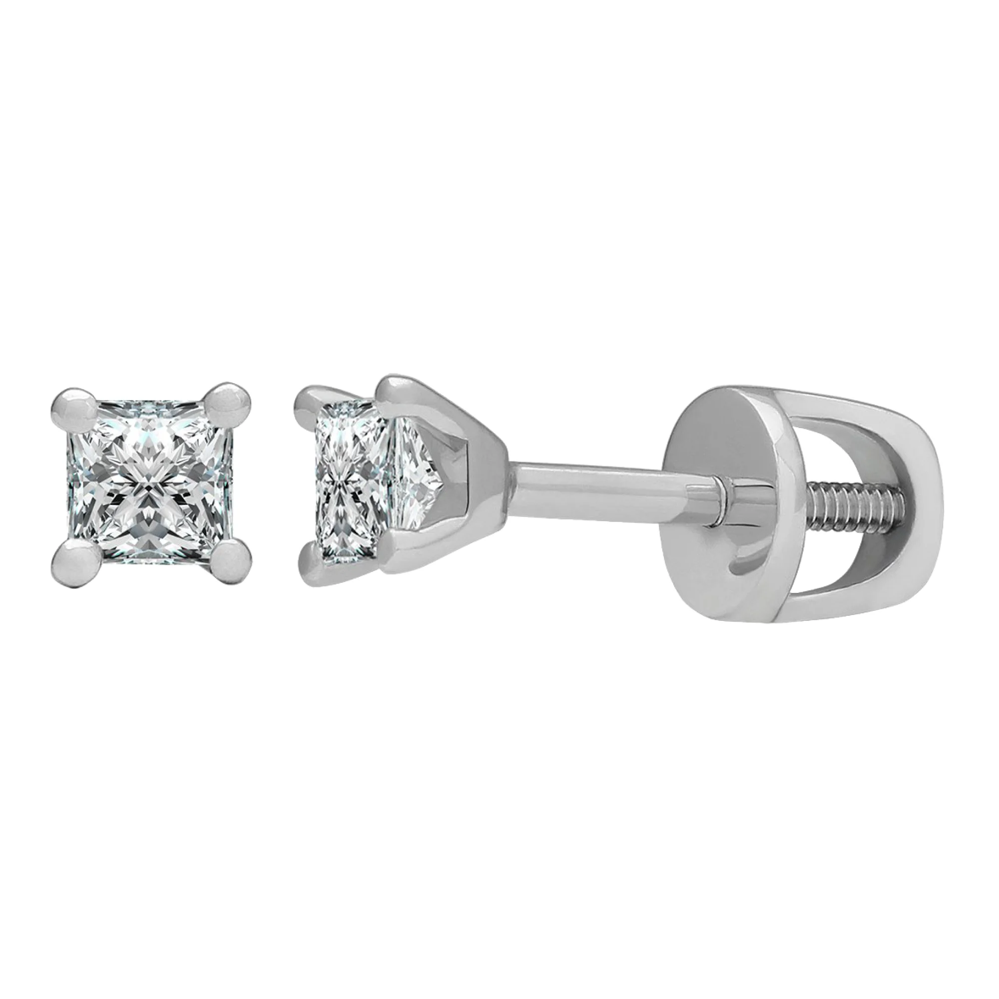 Сережки-гвоздики из белого золота с бриллиантом - 963315 - 1
