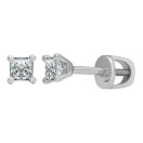 Сережки-гвоздики из белого золота с бриллиантом - 963315