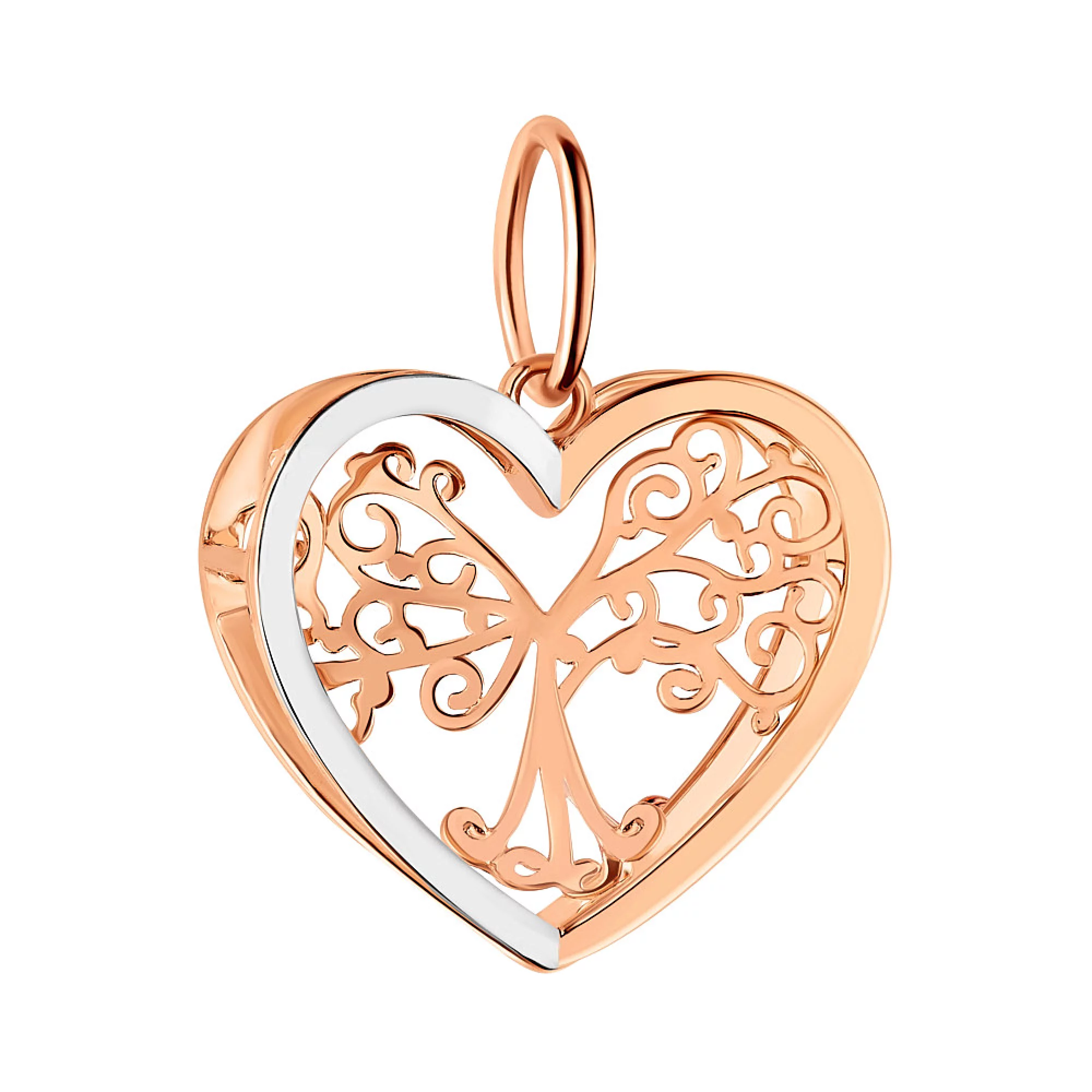 Підвіска з комбінованого золота "Серце" - 1451336 – зображення 1