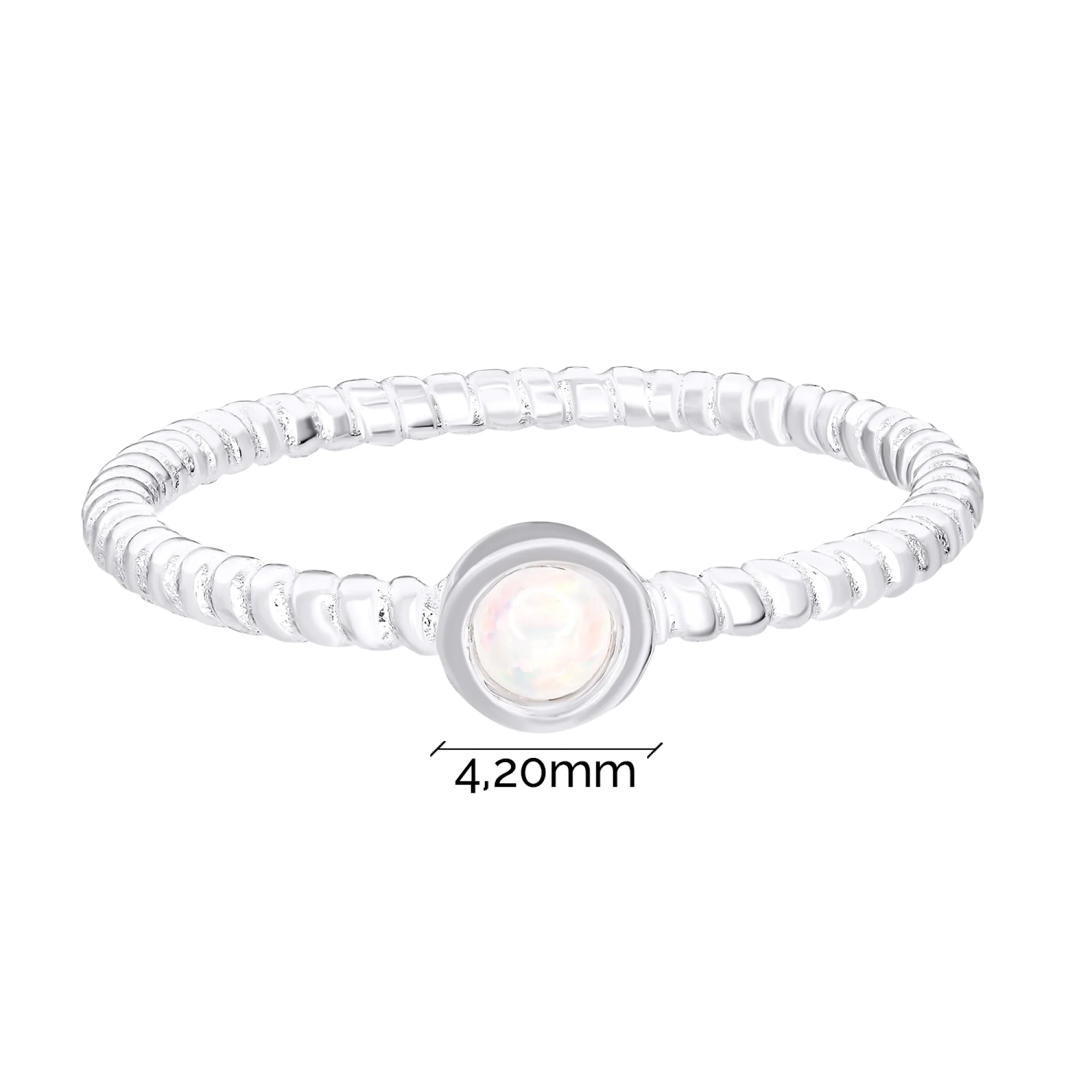 Серебряное тонкое кольцо с опалом - 1535055 - 3