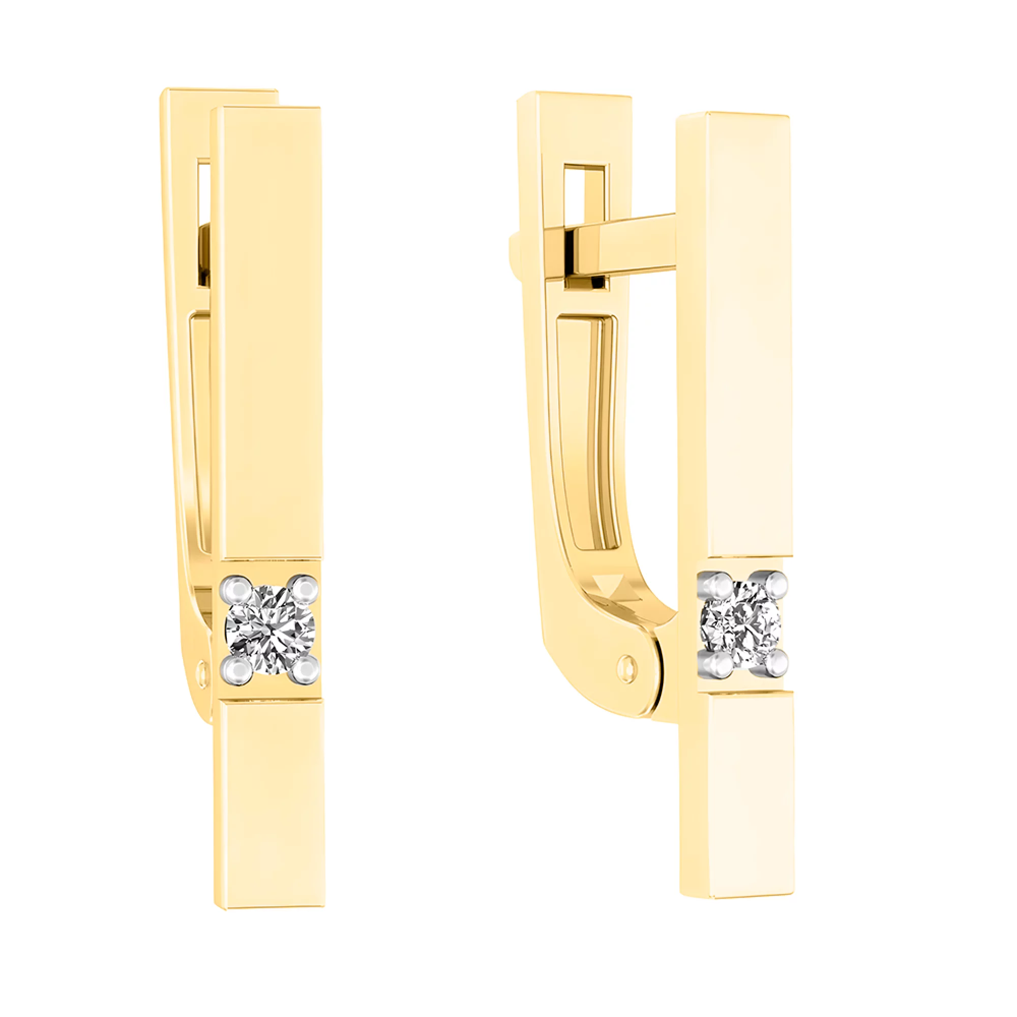 Золотые серьги с фианитом - 1502264 – изображение 1