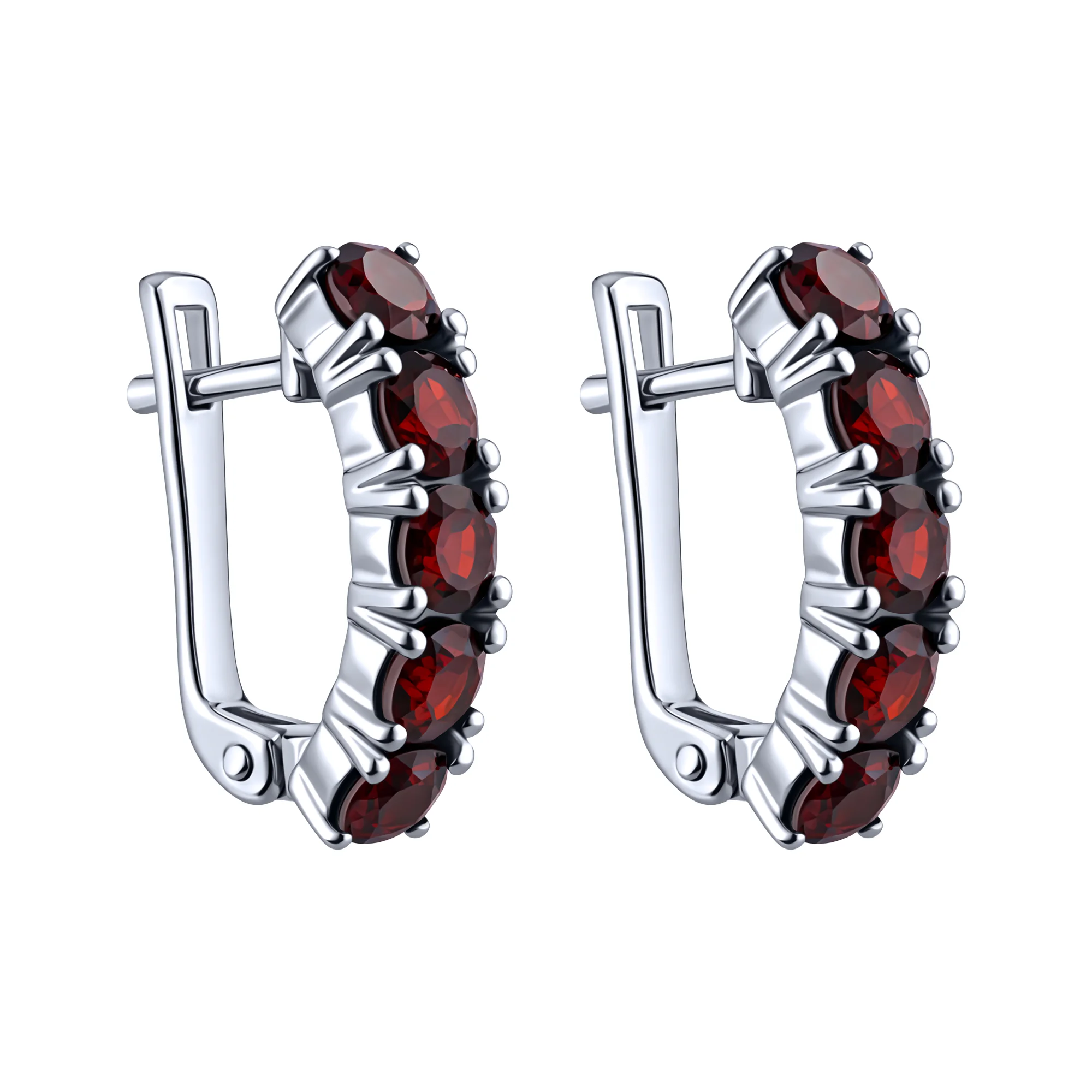 Сережки-дорожки из серебра с гранатом - 2263950 - 1
