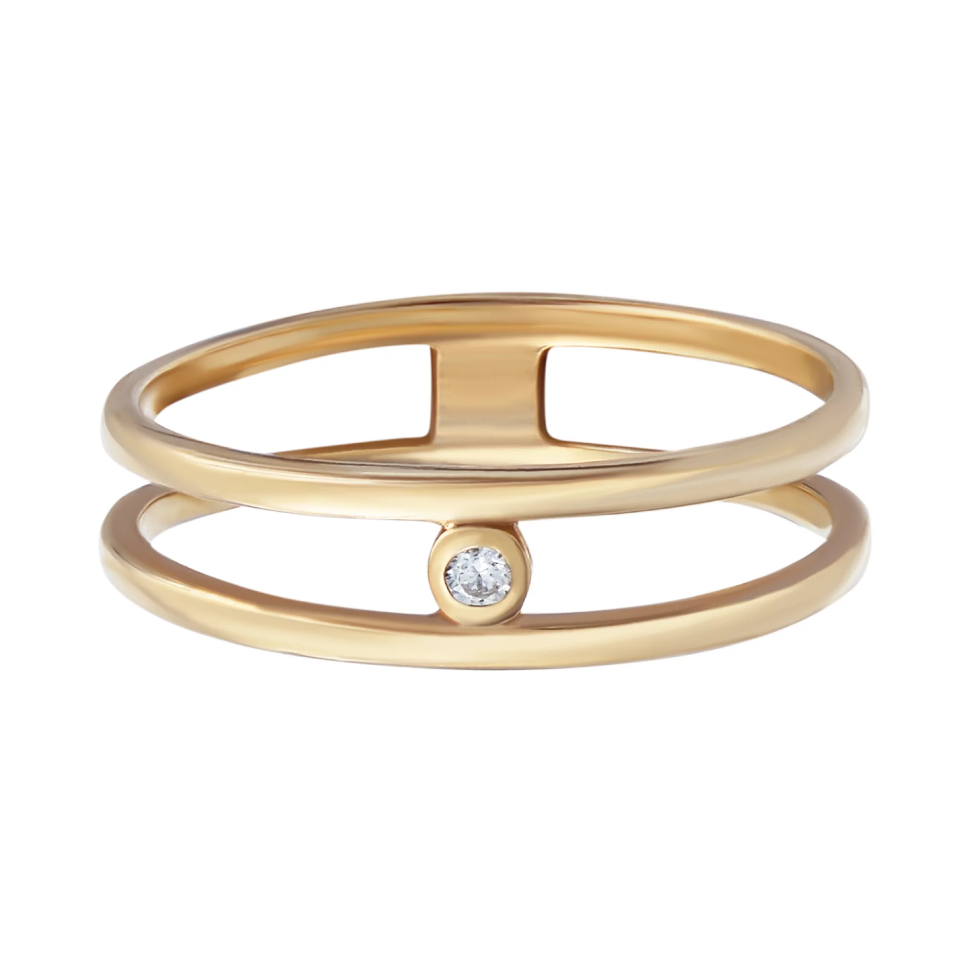Золотое кольцо с фианитом - 521411 – изображение 2