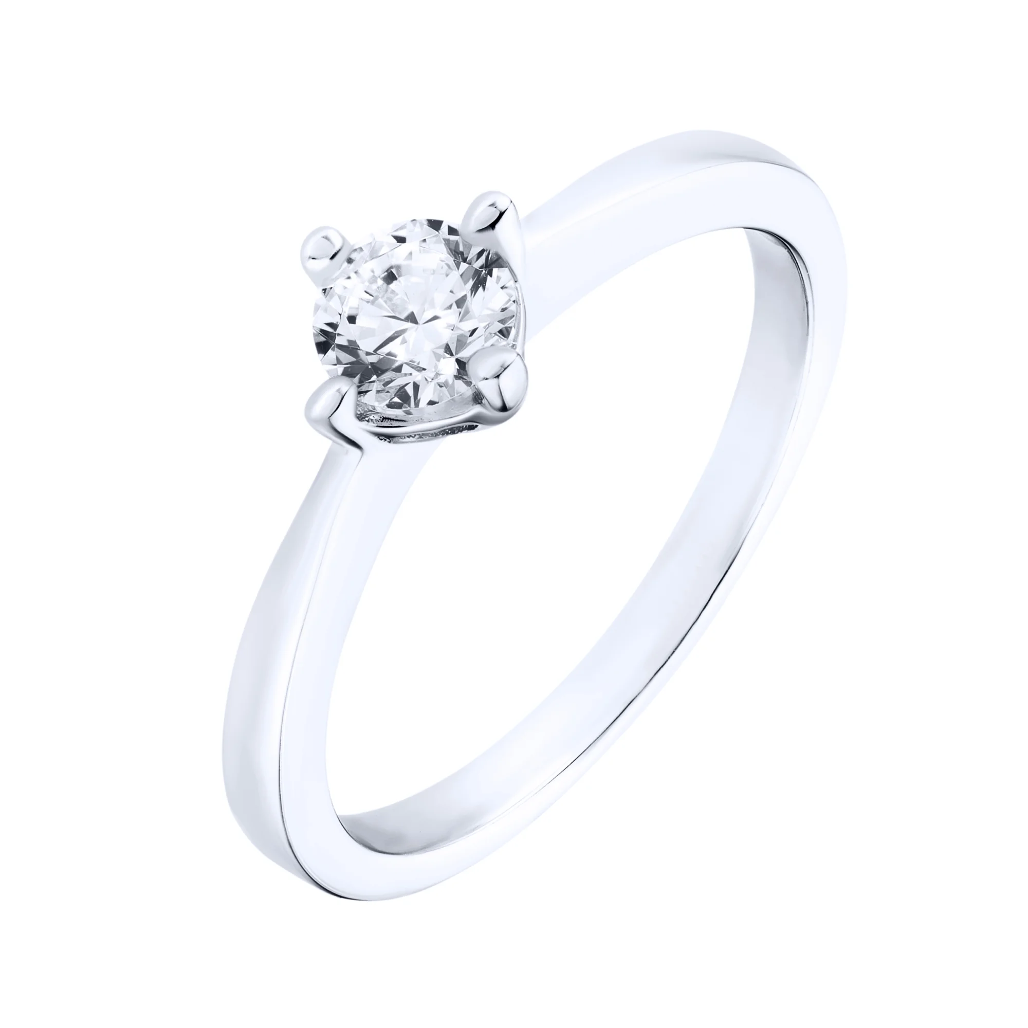 Серебряное кольцо в минималистичном стиле с фианитом - 1939964 - 1