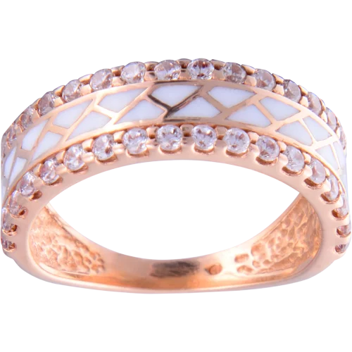 Золотое кольцо с эмалью и фианитом. Артикул 380147Е: цена, отзывы, фото – купить в интернет-магазине AURUM