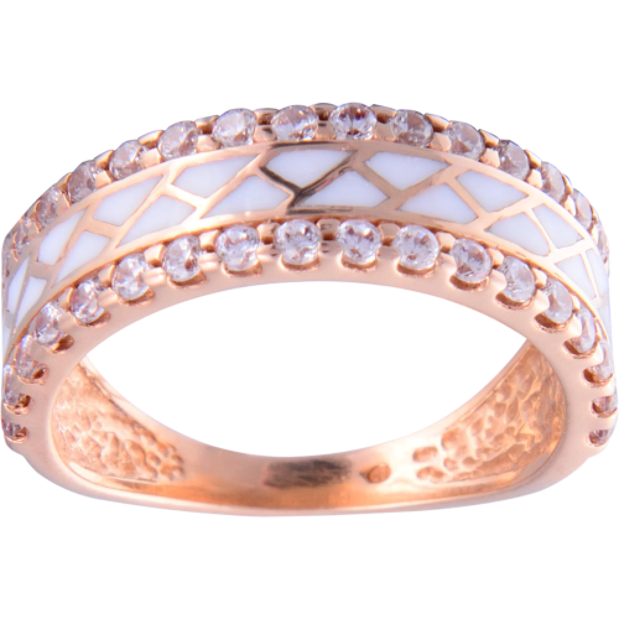 Золотое кольцо с эмалью и фианитом - 495236 – изображение 1