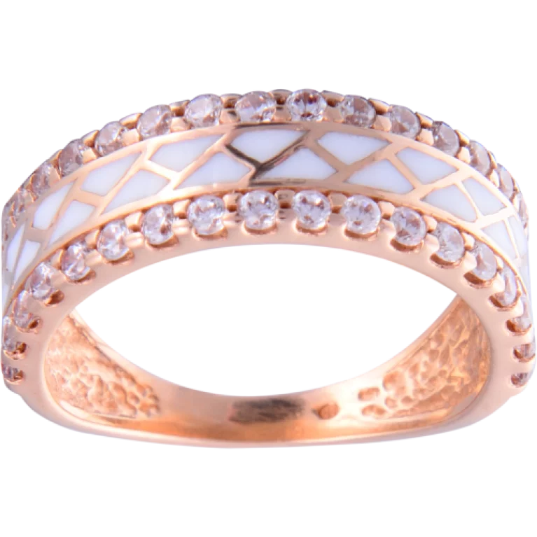Золотое кольцо с эмалью и фианитом. Артикул 380147Е: цена, отзывы, фото – купить в интернет-магазине AURUM