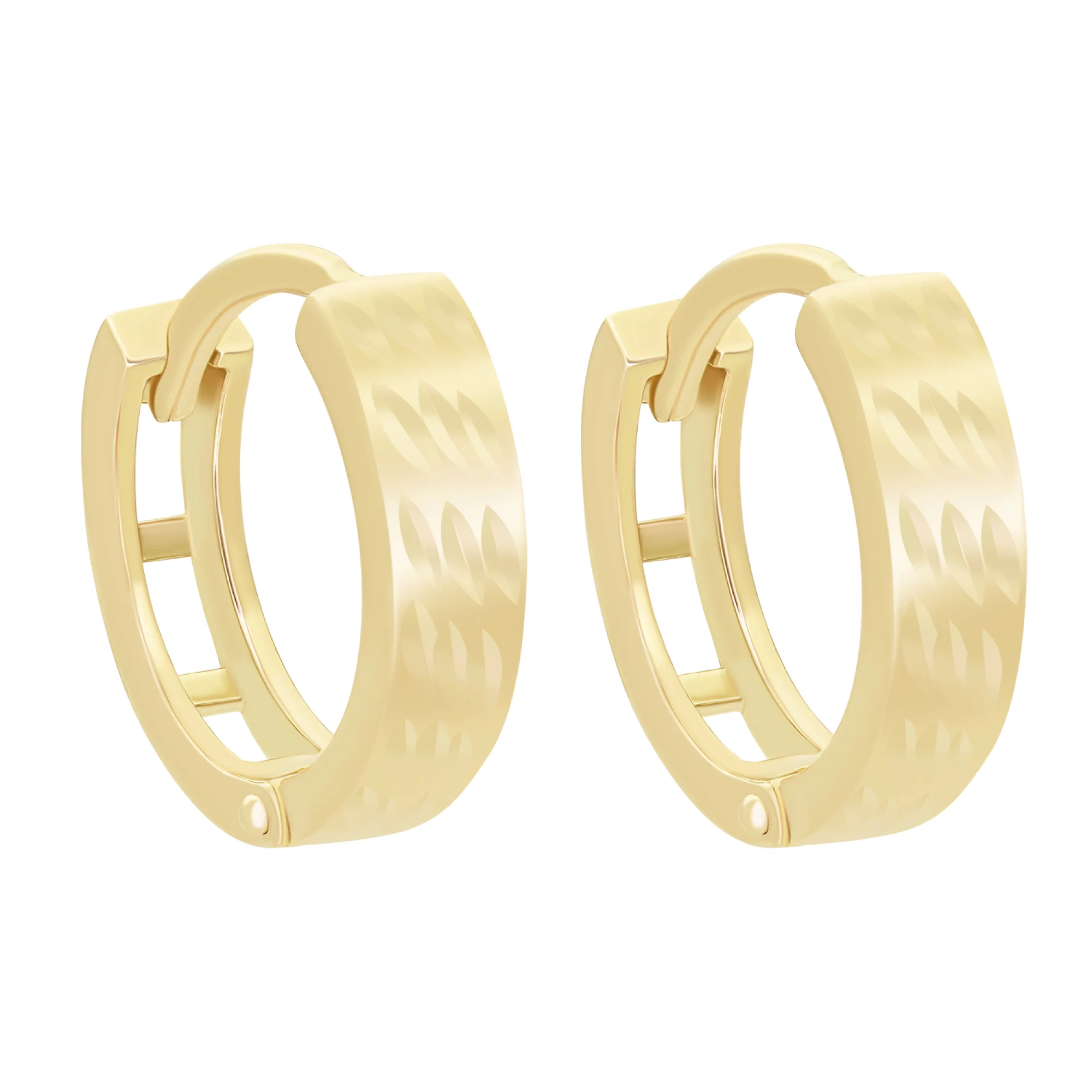 Сережки-кільця золоті з алмазною гранню - 1577645 – зображення 1