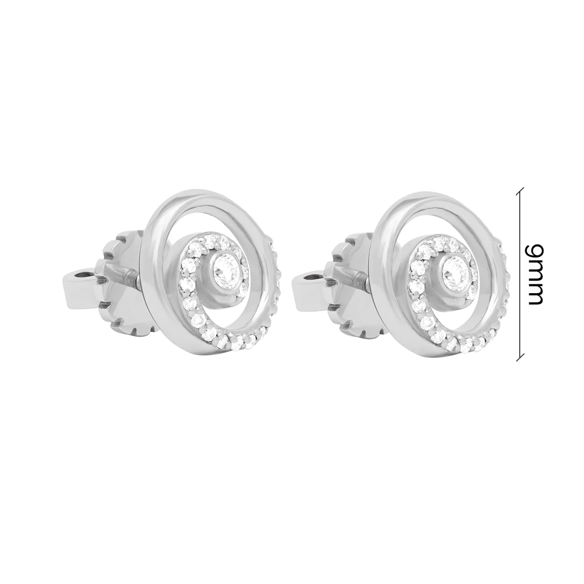 Серьги-гвоздики из белого золота с бриллиантами - 1739230 - 3