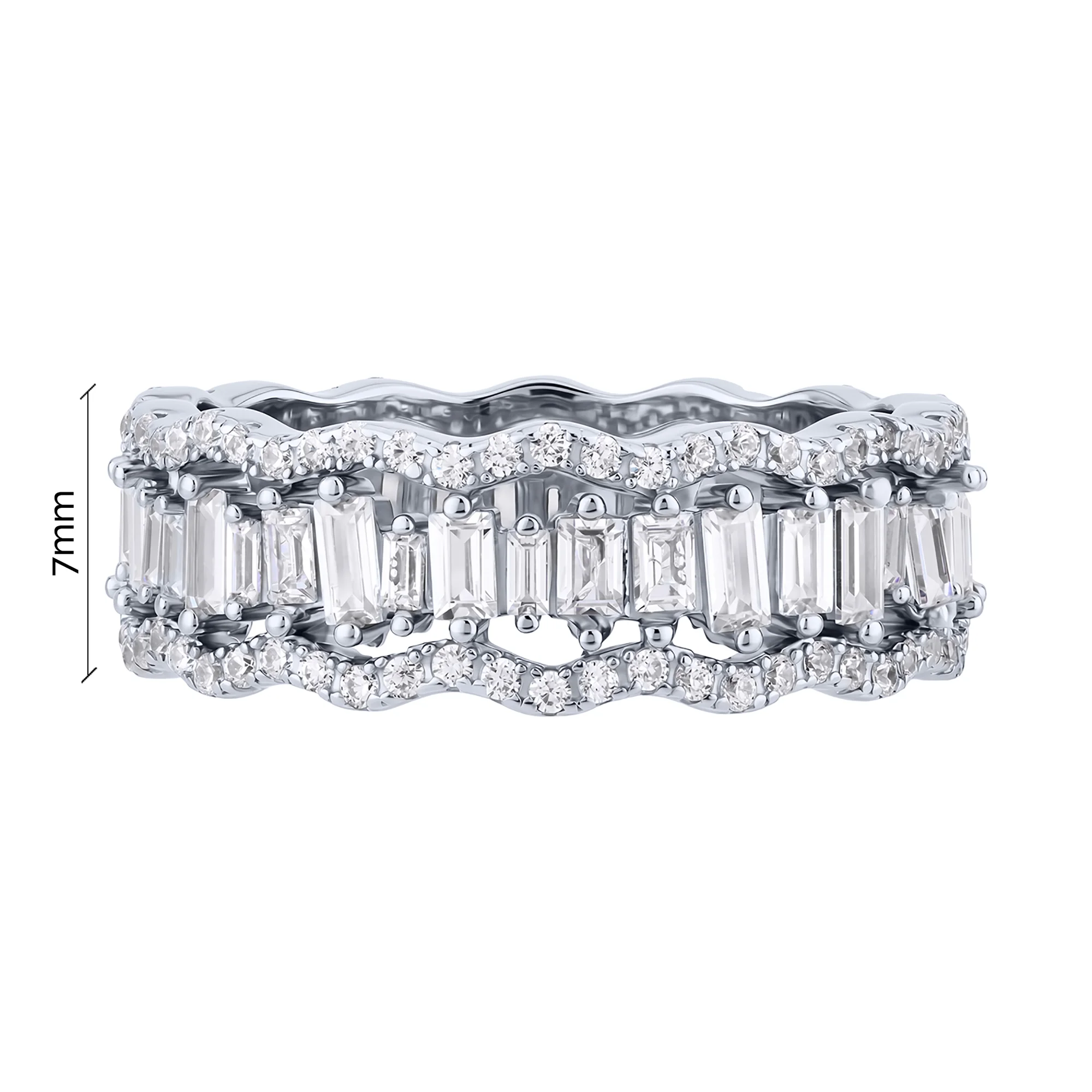 Серебряное кольцо с фианитами  - 2229245 - 3