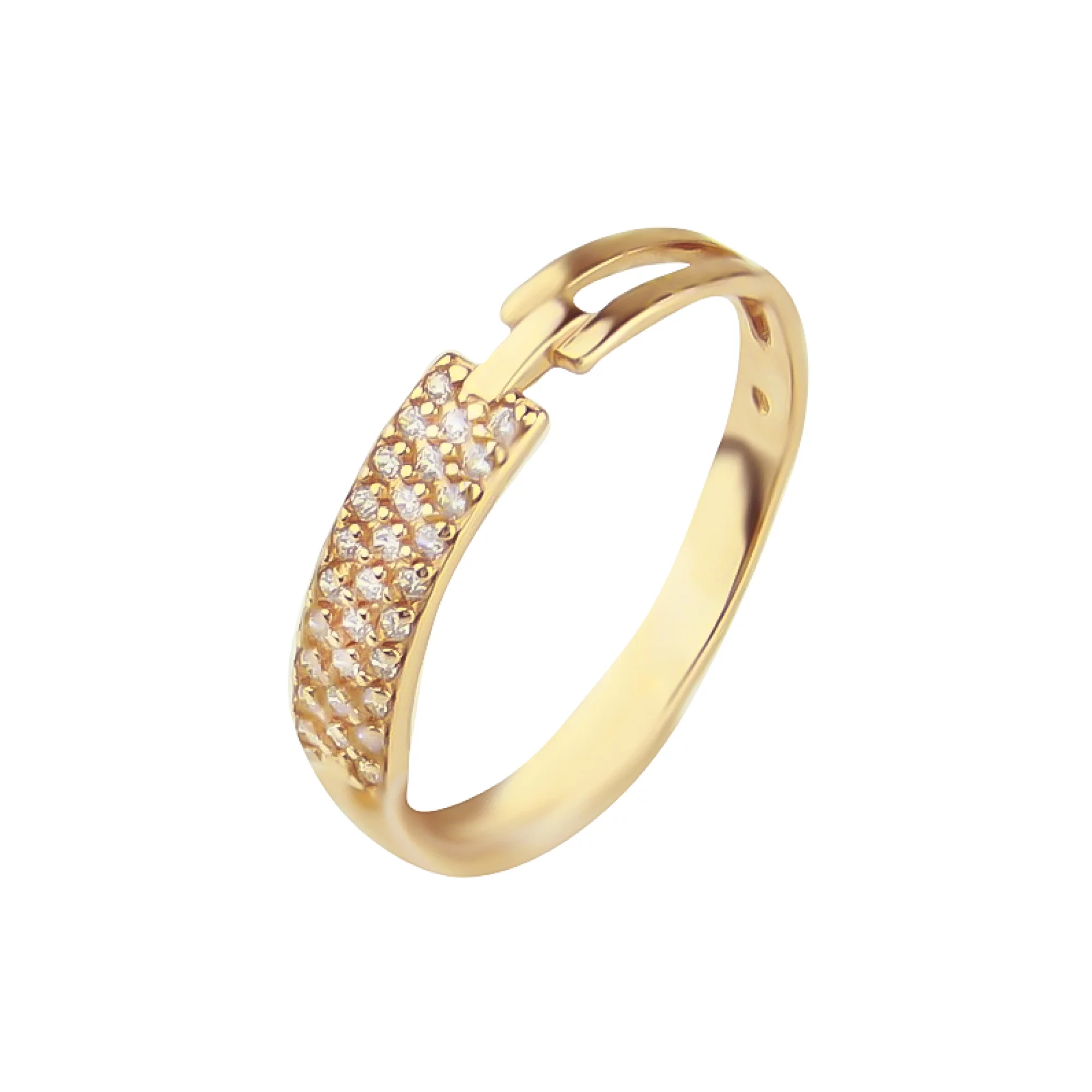 Золотое кольцо с фианитом - 495215 – изображение 1