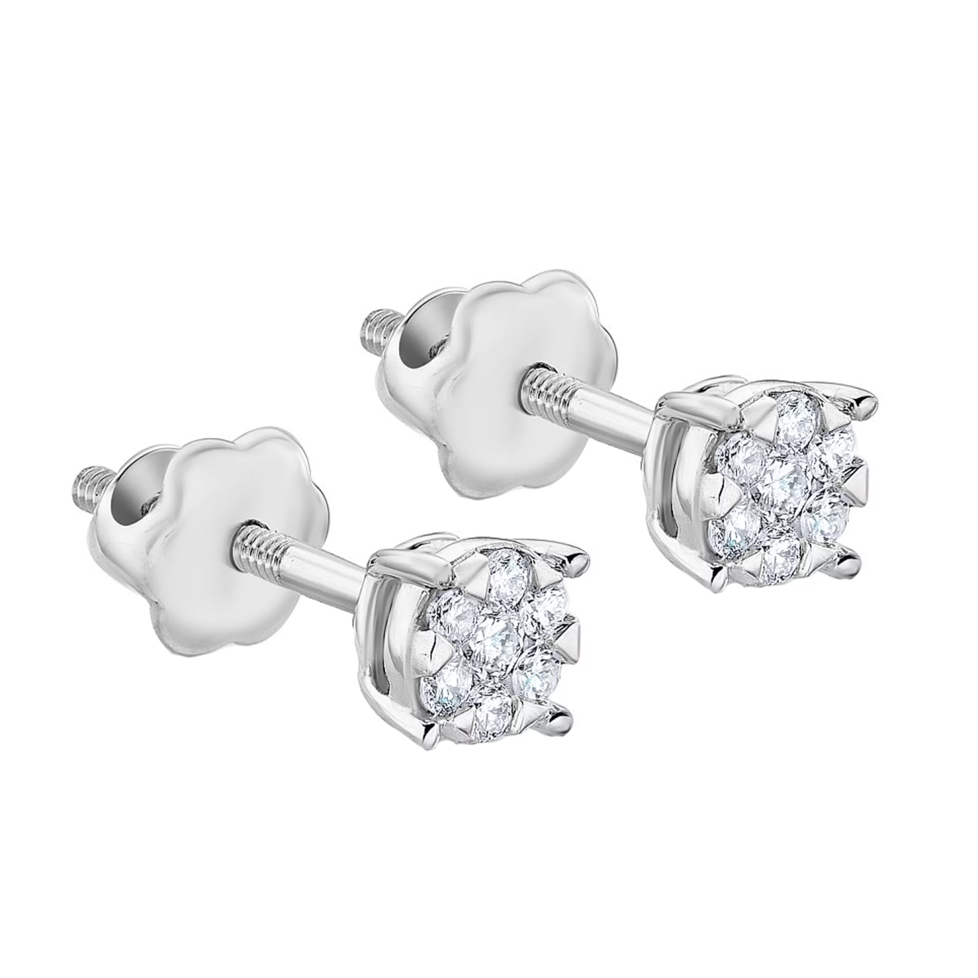 Сережки-гвоздики з білого золота з діамантами - 1708823 – зображення 1