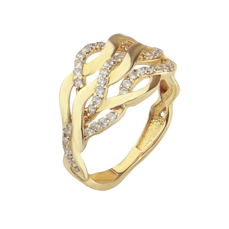 Золотое кольцо с фианитами. Артикул 9100398: цена, отзывы, фото – купить в интернет-магазине AURUM
