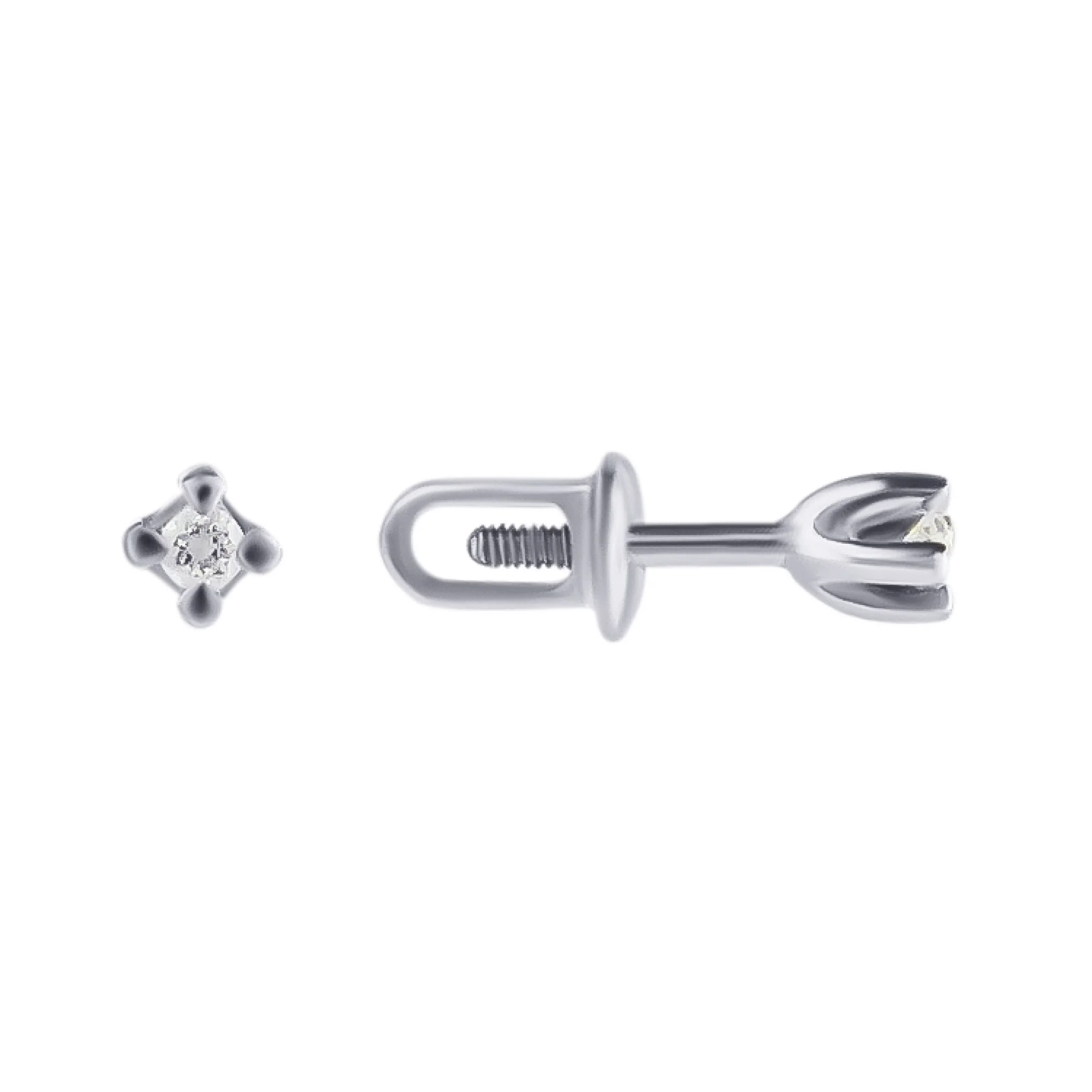Сережки-гвоздики из белого золота с бриллиантами - 815301 - 1