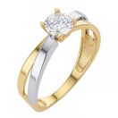 Кольцо в красном и белом золоте с фианитом - 1596171