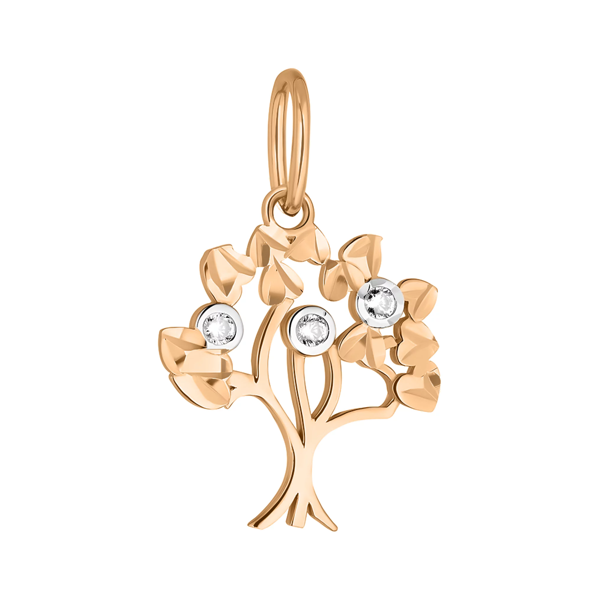 Золота підвіска "Дерево Життя" з фіанітами - 1519041 – зображення 1