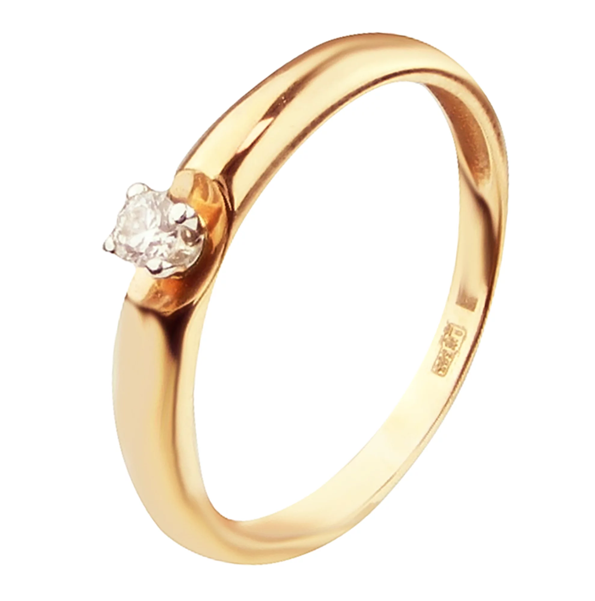 Золотое кольцо с бриллиантом - 502554 – изображение 1