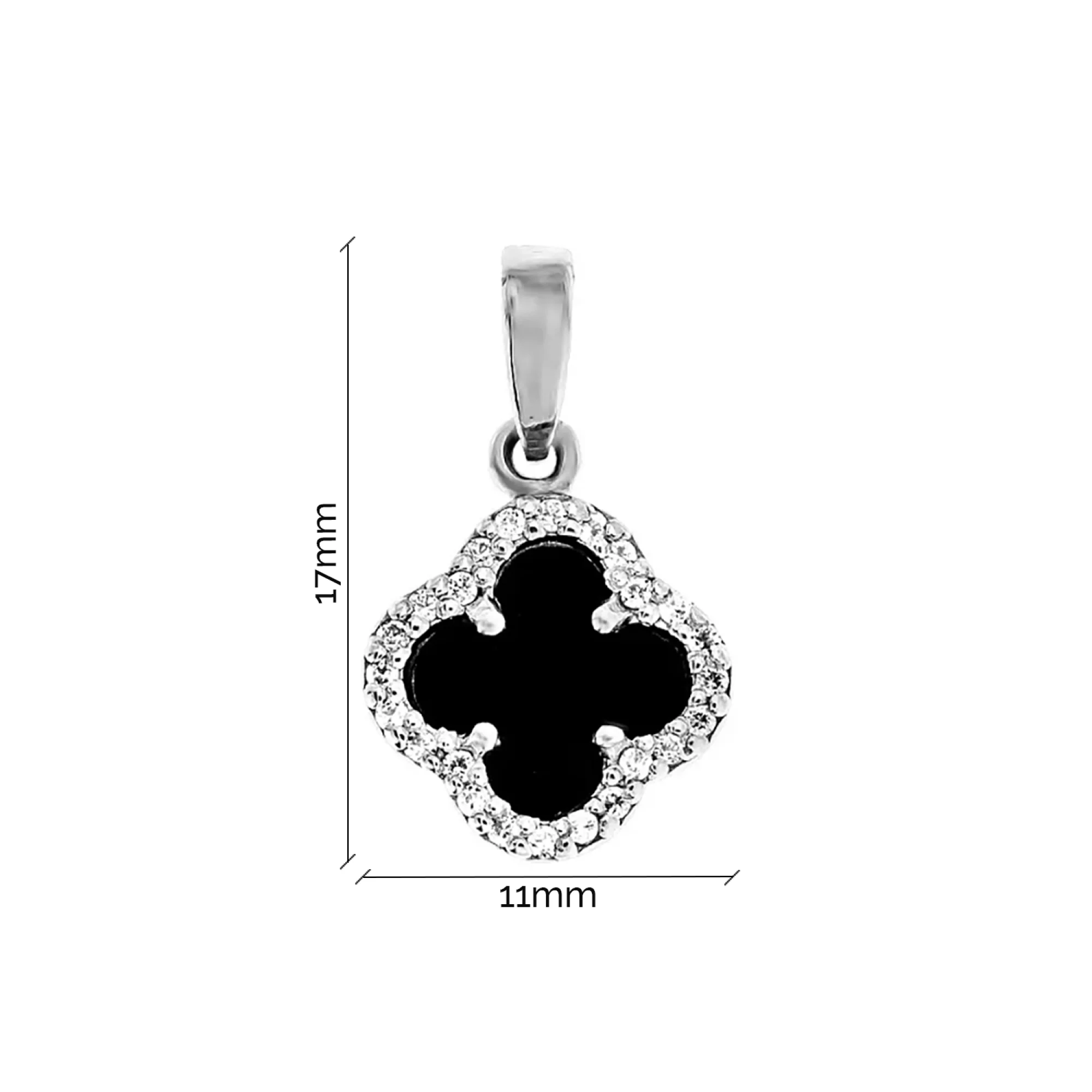 Подвес из белого золота с агатом "Клевер" - 960590 - 2
