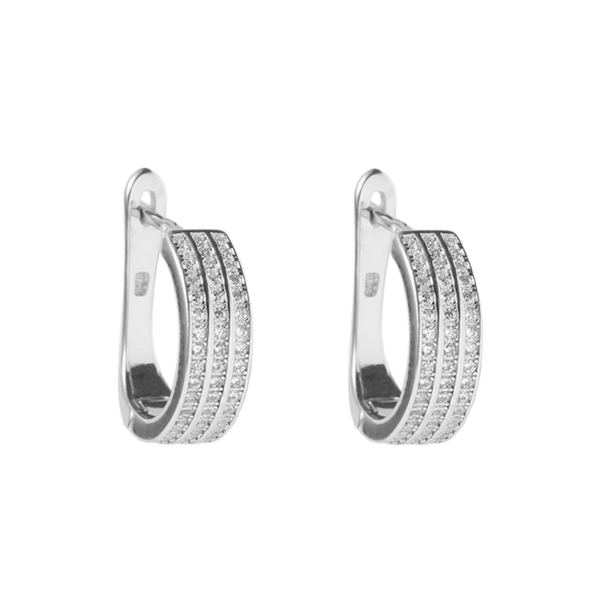 Сережки серебряные с фианитами - 375437 - 1