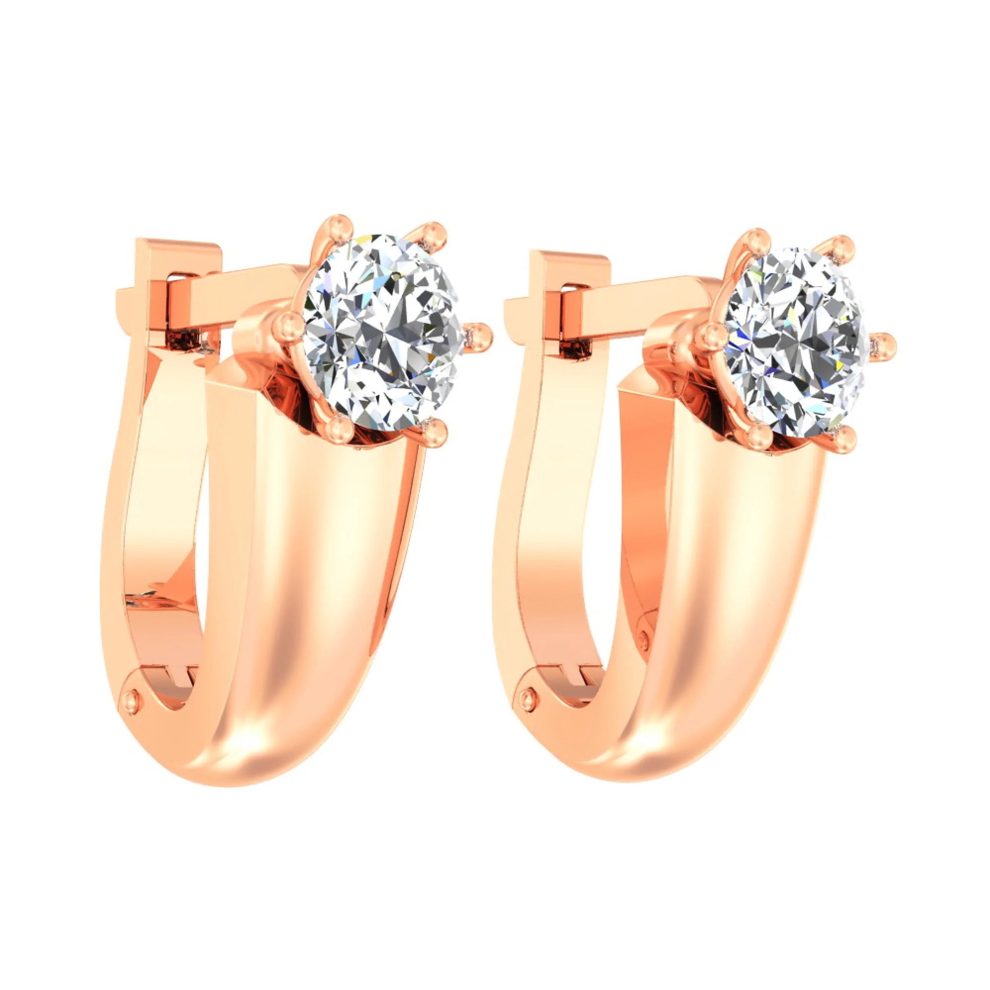 Сережки из красного золота с фианитом - 959186 - 1