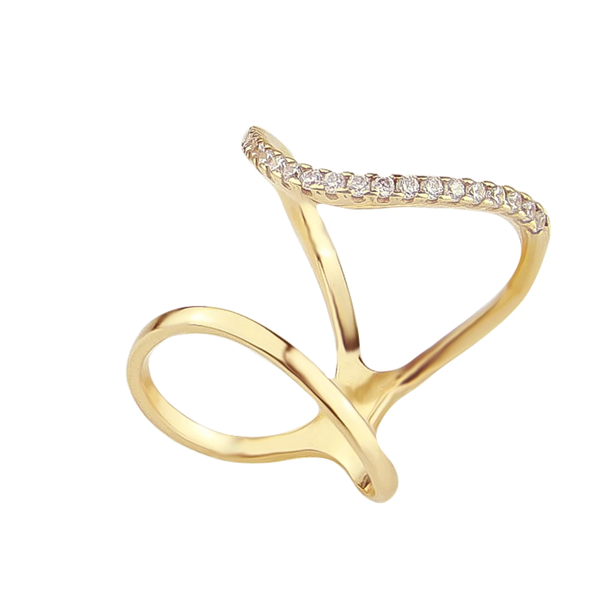 Золотое кольцо с фианитами - 495277 – изображение 1