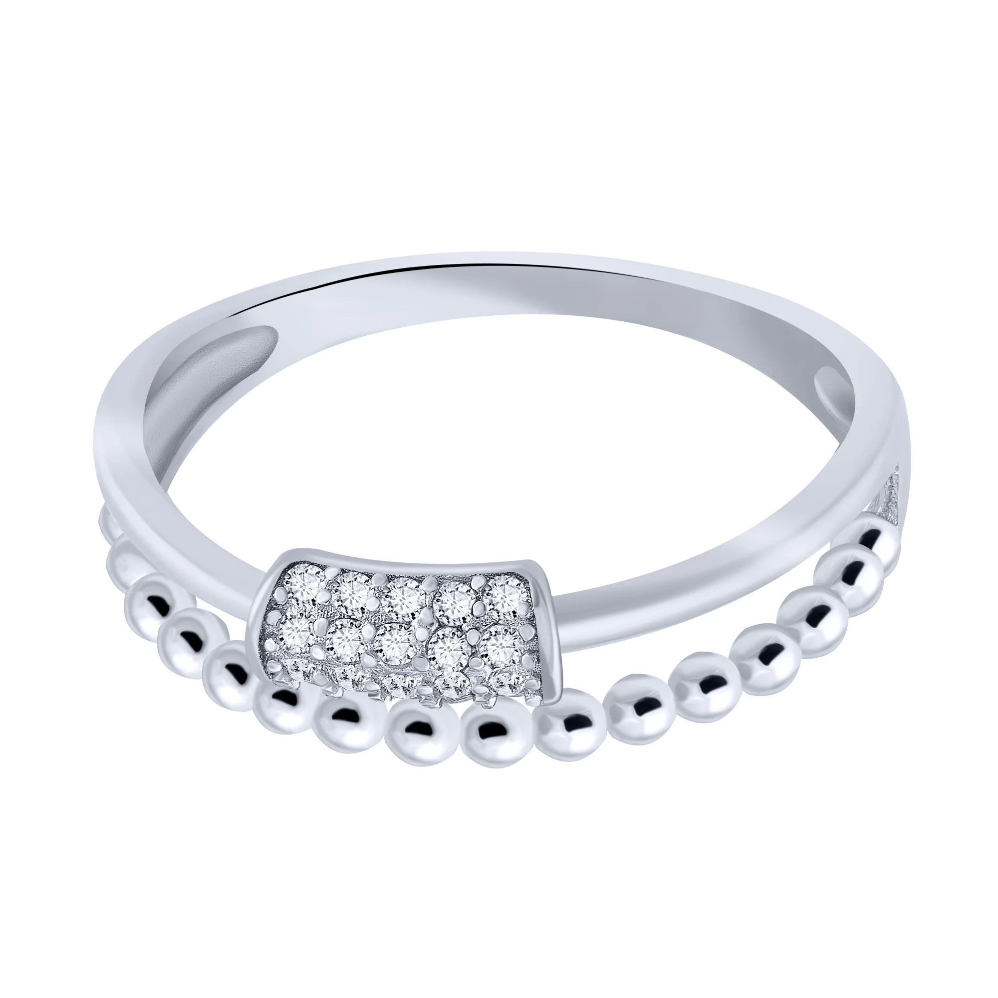 Серебряное кольцо "Шары" с фианитами - 1960034 - 2