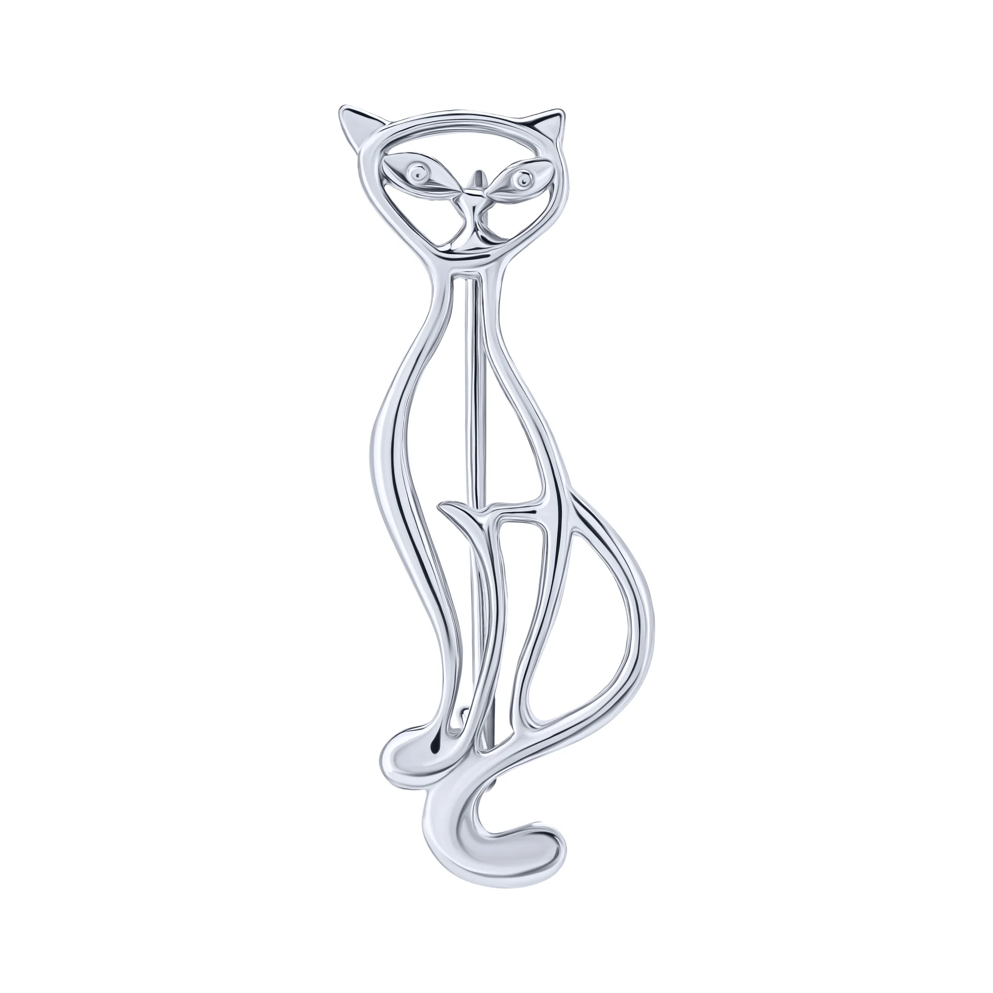 Серебряная брошь "Кот" - 2083227 - 1