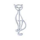 Серебряная брошь "Кот" - 2083227