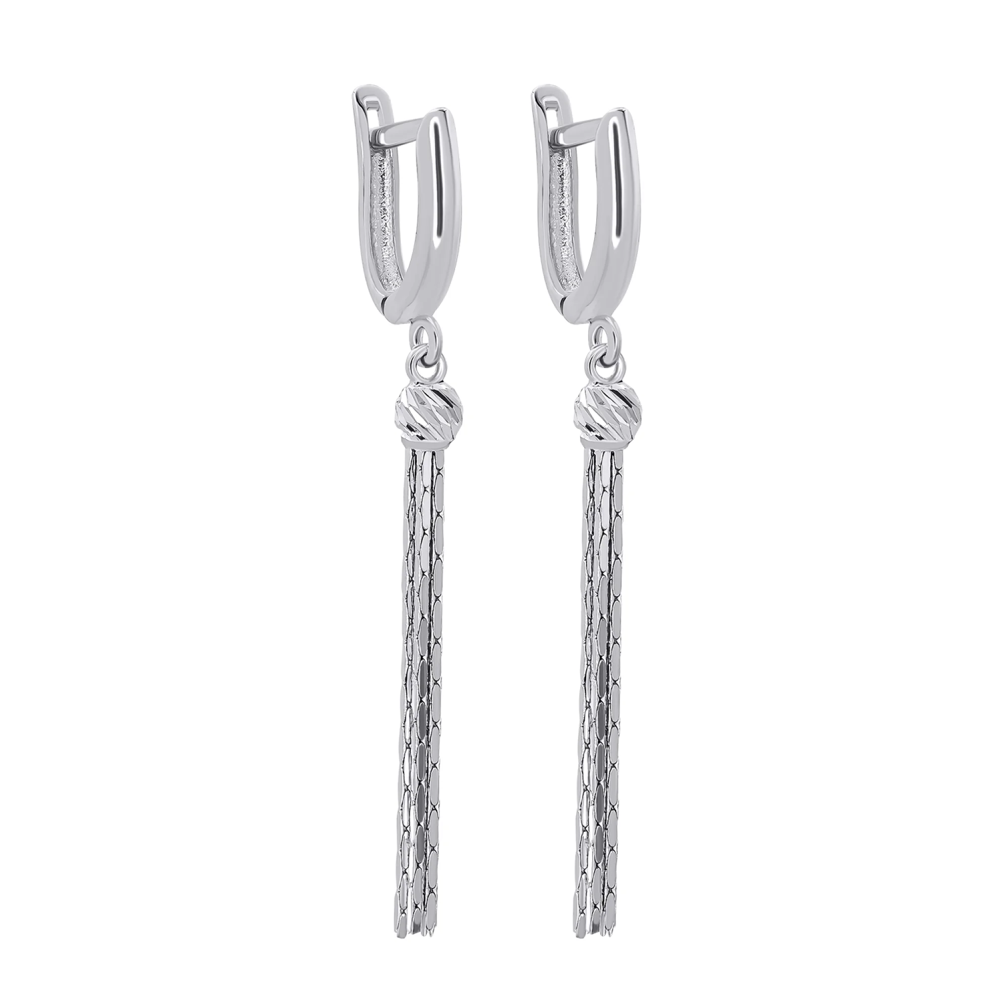 Сережки из белого золота с подвесками - 1264034 - 1