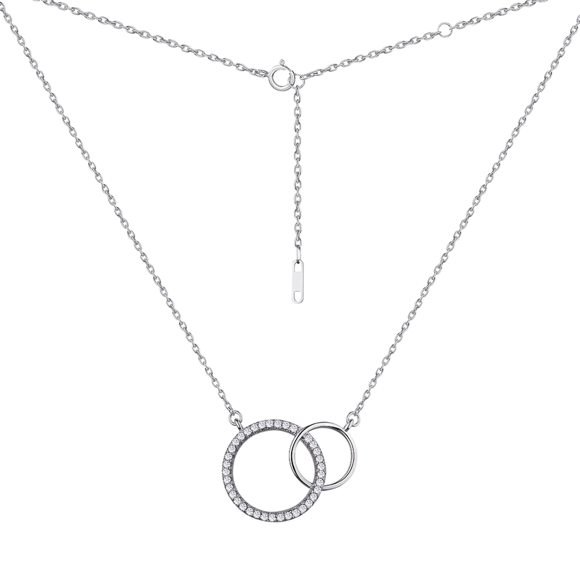 Колье серебряное Кольца с Якорным плетением - 1279453 – изображение 1