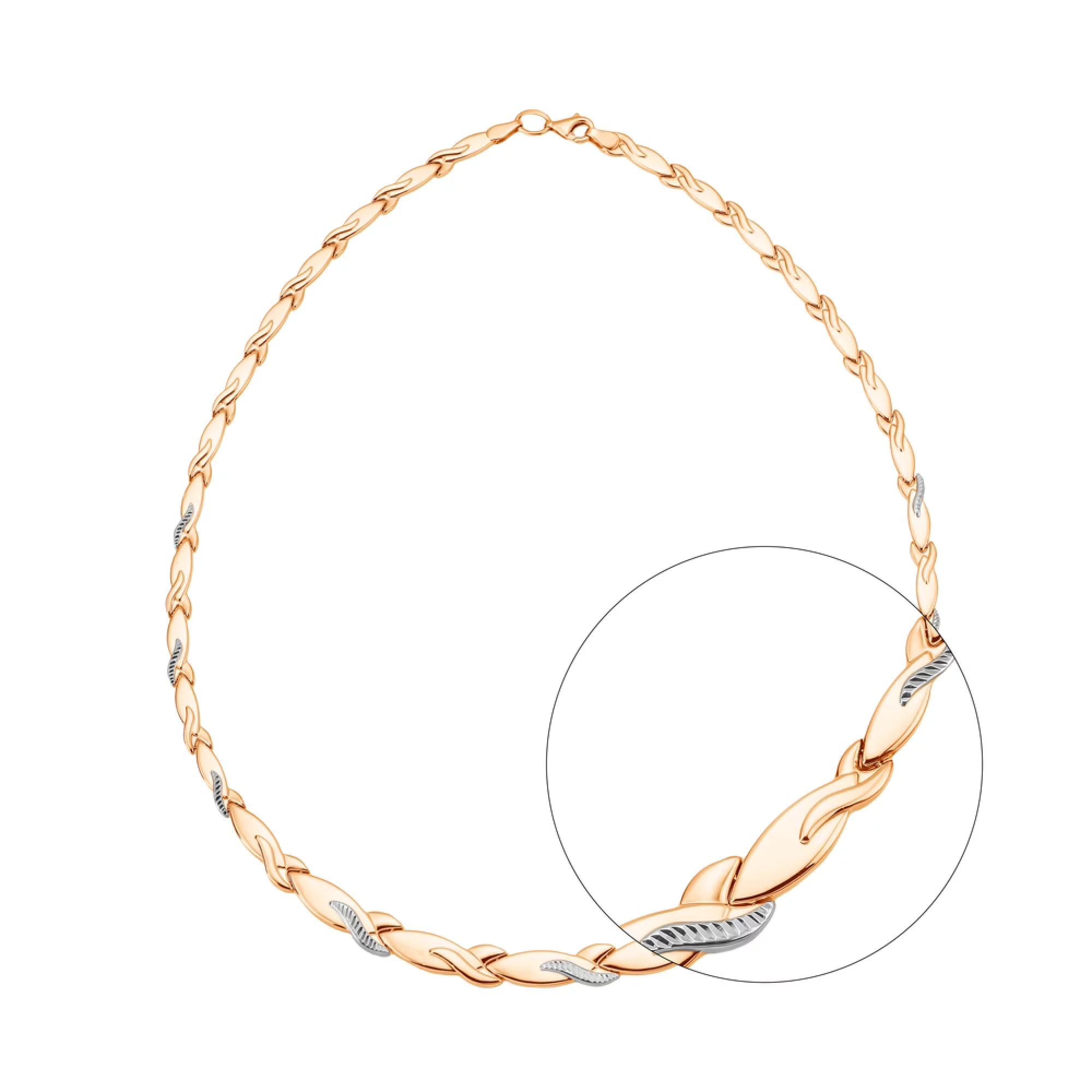 Колье из комбинированного золота плетение ролекс - 961703 – изображение 2