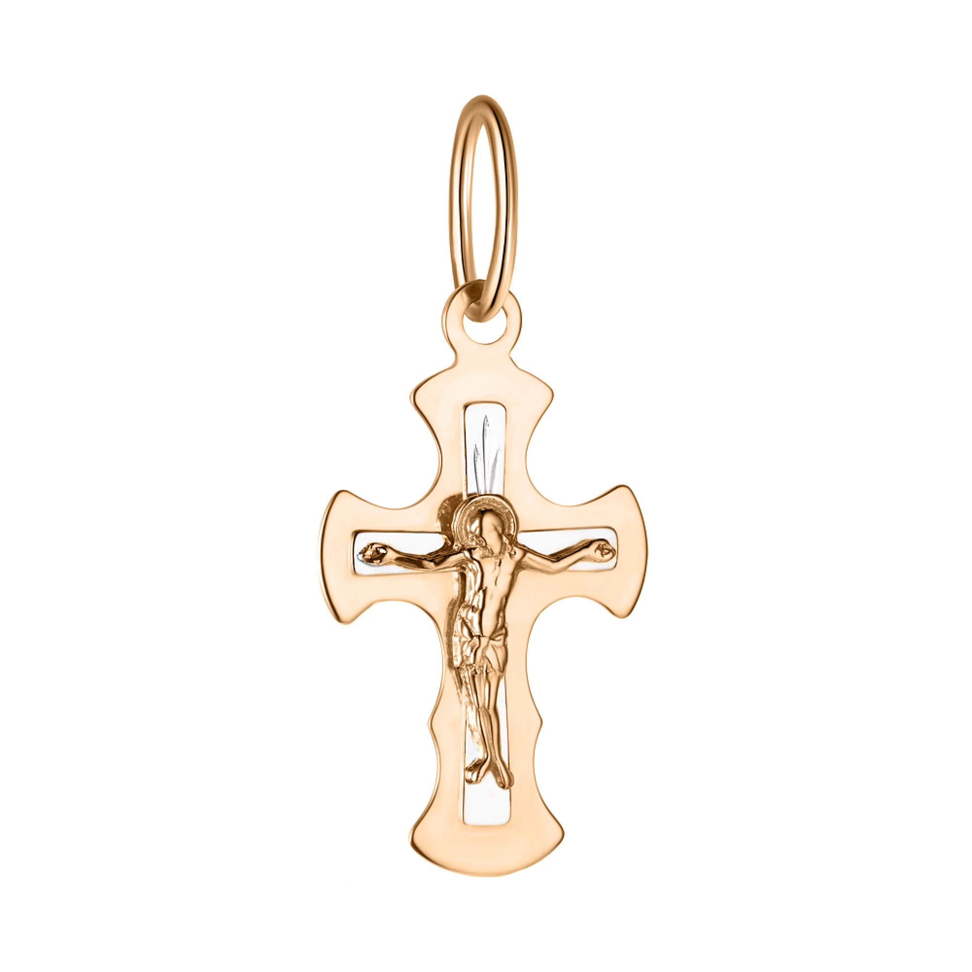 Золотой нательный крестик с распятием  - 1524129 – изображение 1