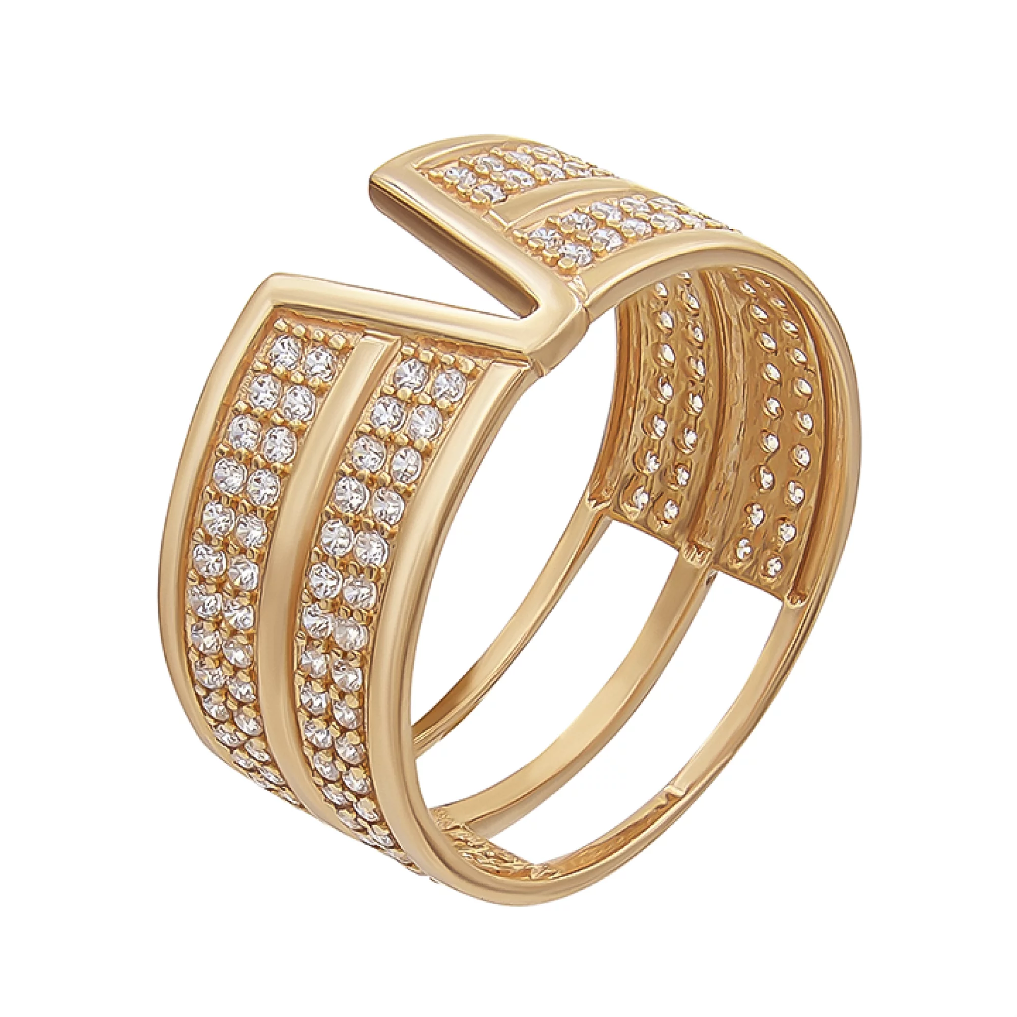 Золотое кольцо с фианитами - 825917 – изображение 1