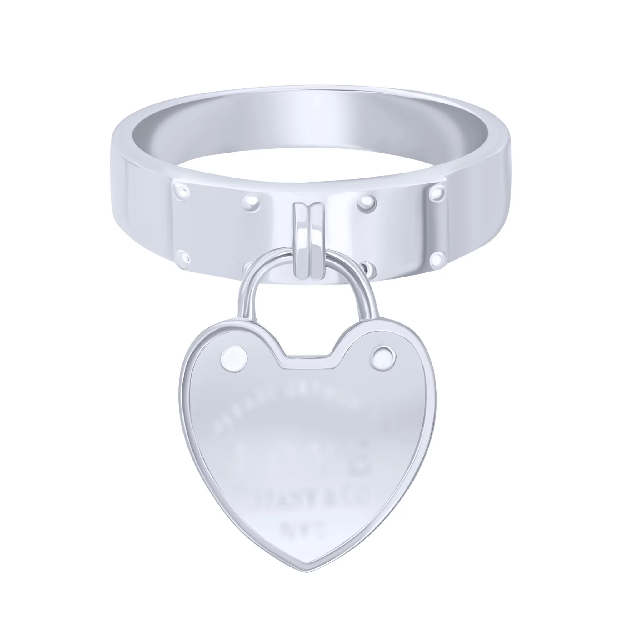 Каблучка срібна з підвісним сердечком - 1611525 – зображення 2